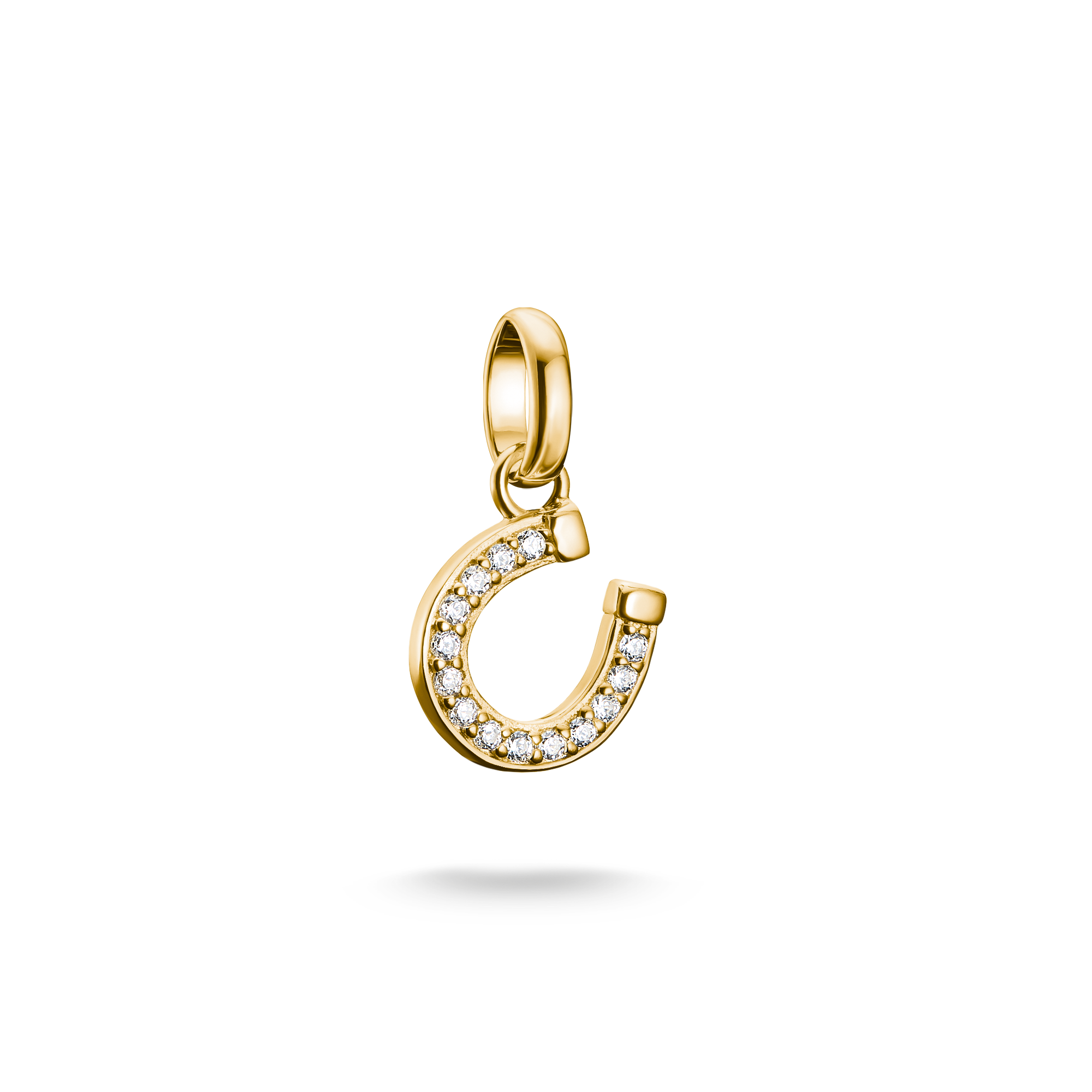 Thomas Sabo Charm-Anhänger Hufeisen vergoldet mit weißen Zirkonia, recyceltes Silber