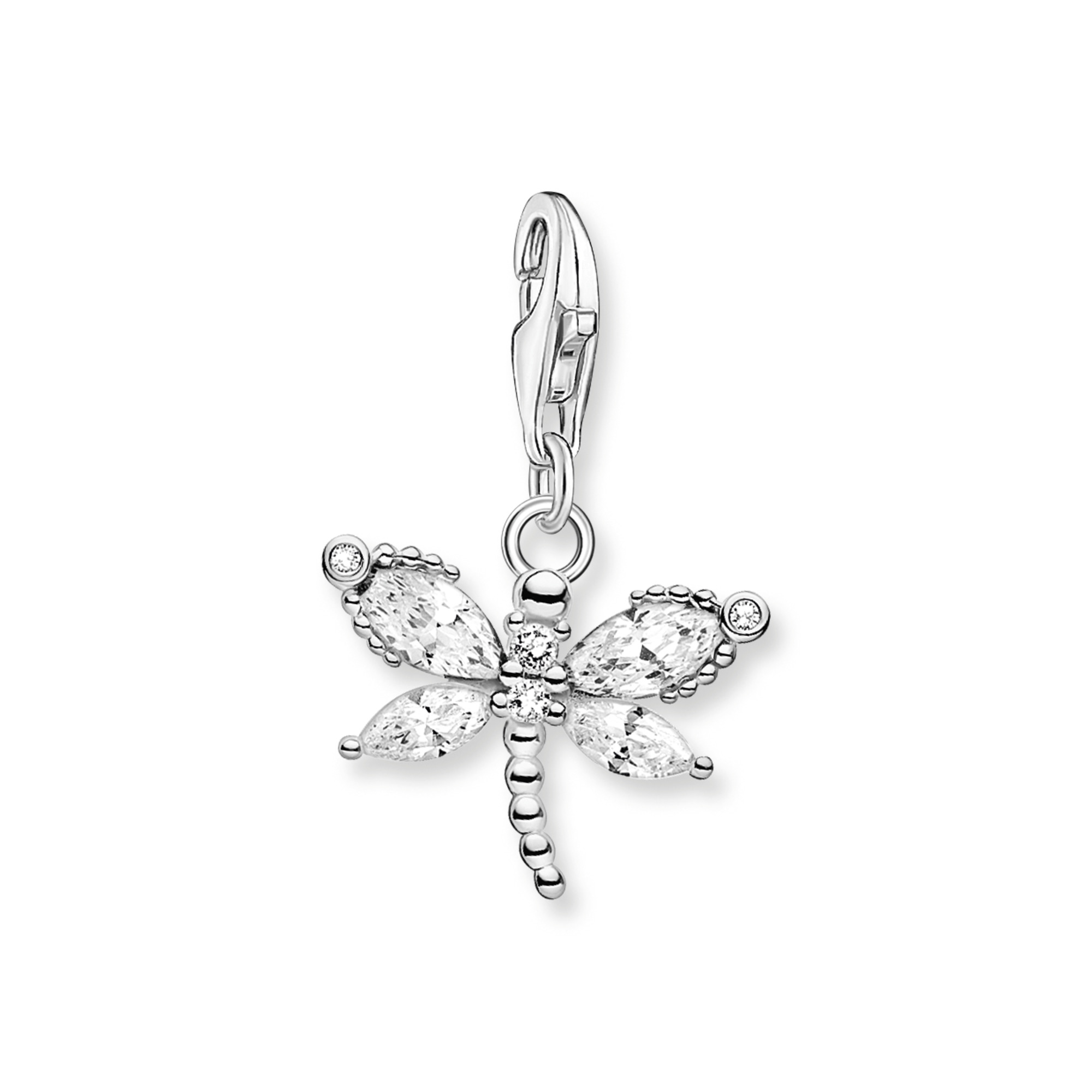 Thomas Sabo Charm Libelle aus 925 Silber mit weißen Zirkonia und Karabiner