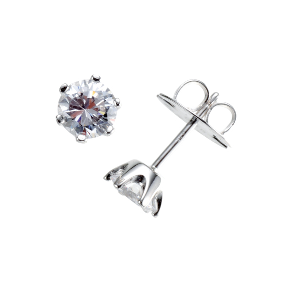 Giorgio Martello Milano Ohrstecker 404399 aus 925 Sterlingsilber rhodiniert mit 2 runden Zirkonia Ø 6 mm in Krappenfassung