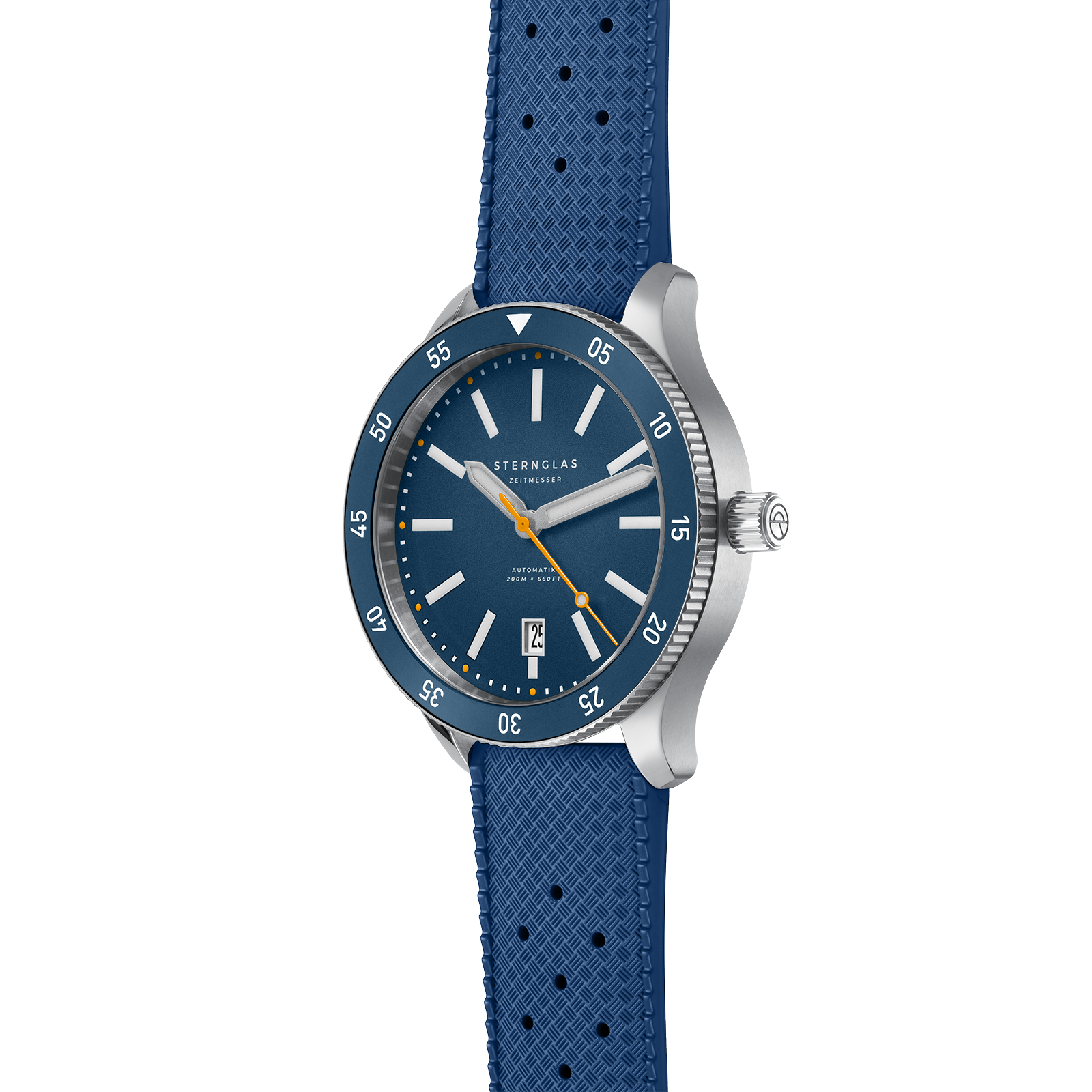 MARUS Herrenuhr Automatik Marus 2.0 Edition „Küste“ dunkelblau/silber Kautschuk S02-MAK06-KA05