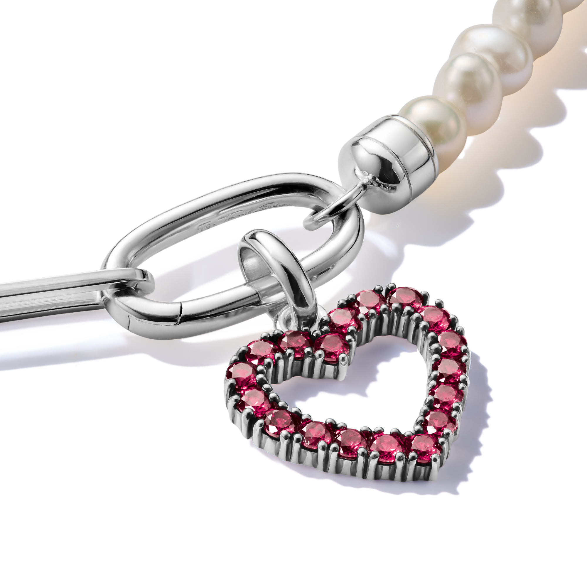 Thomas Sabo CC1237-639-10 Charm-Anhänger Herz mit roten Steinen Connect Silber