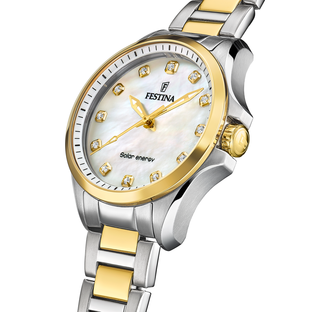 Festina Damenuhr Solar Energy F20655/1 Edelstahl Creme