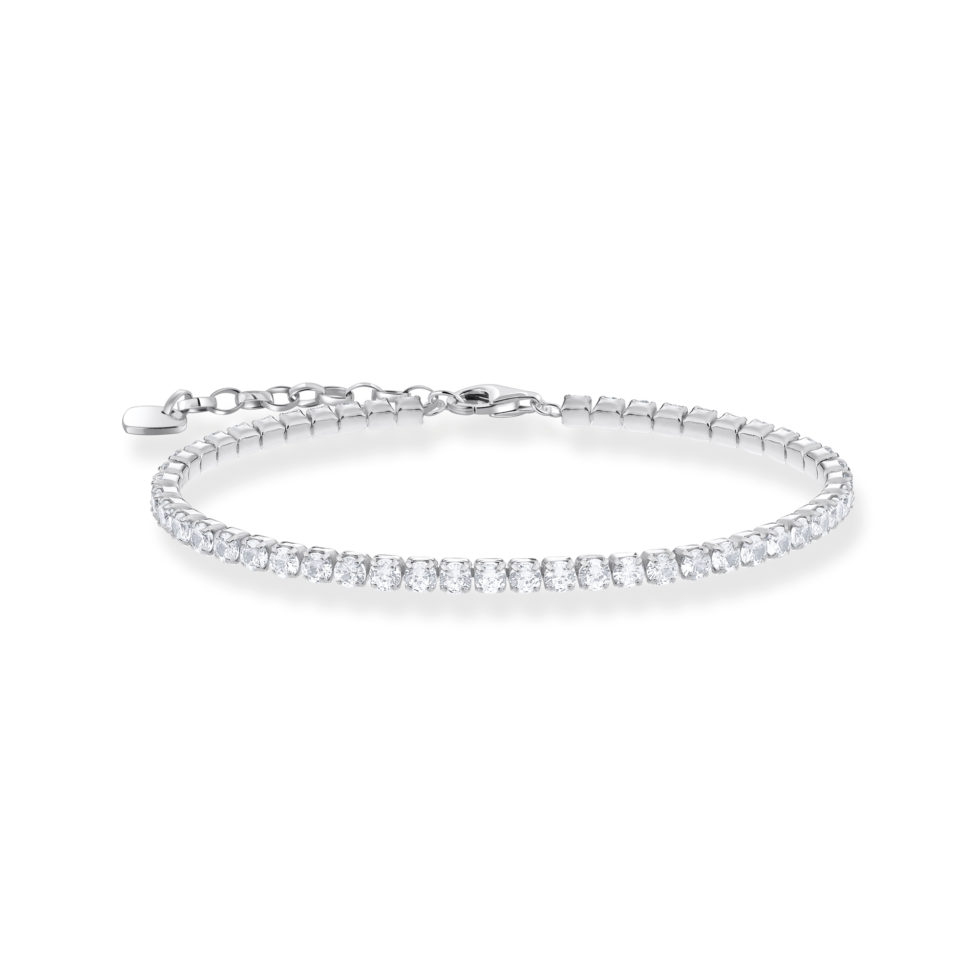 Thomas Sabo Tennisarmband aus 925er Silber mit weißen Zirkonia und Karabinerverschluss, längenverstellbar – Modell A2167-051-14
