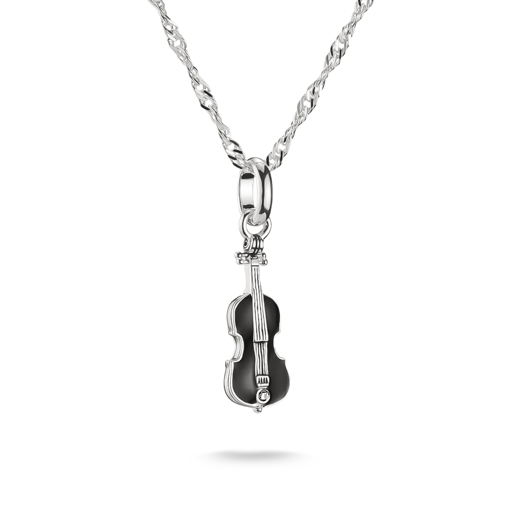 THOMAS SABO Kette Wednesday Cello aus recyceltem 925 Sterlingsilber geschwärzt mit Kaltemail und weißem Zirkonia verstellbar 40–45 cm KE2346-691-11 EAN 4051245624618