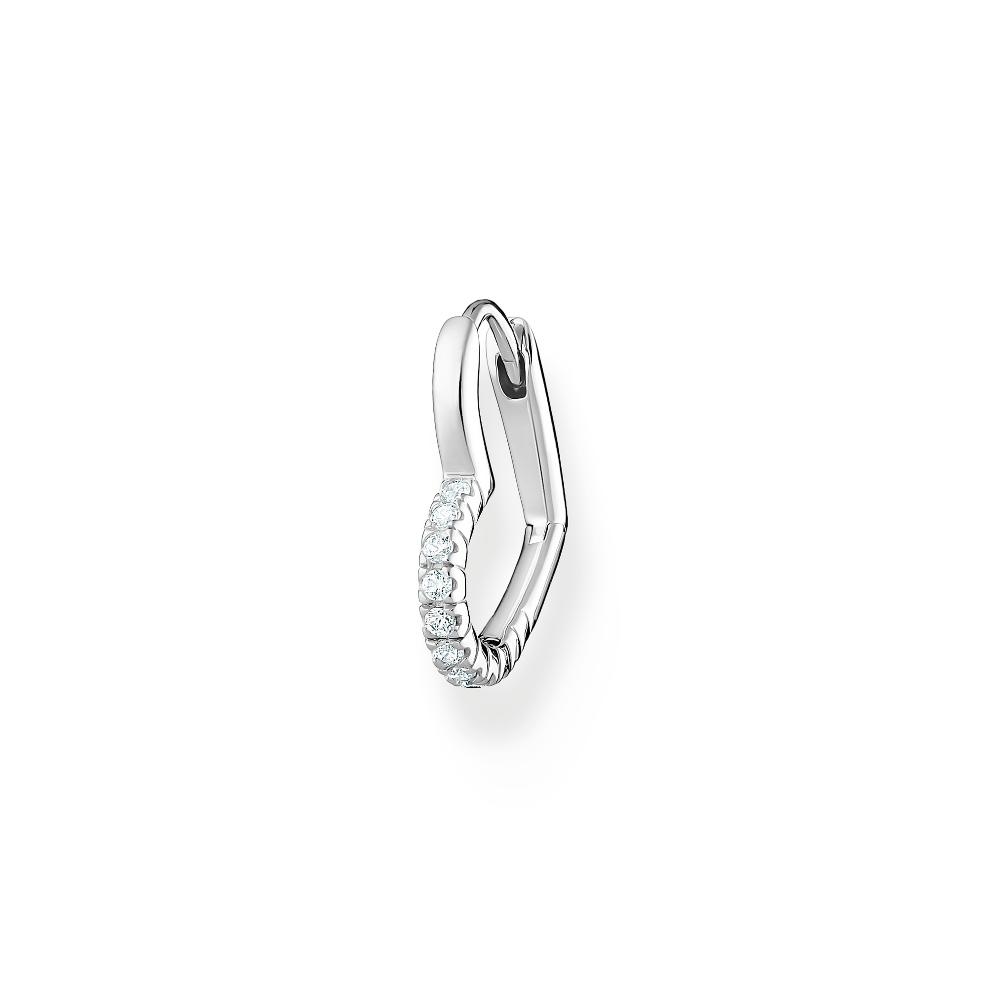 Thomas Sabo Einzel Creole Silber "Herz mit weissen Steinen" CR693-051-14