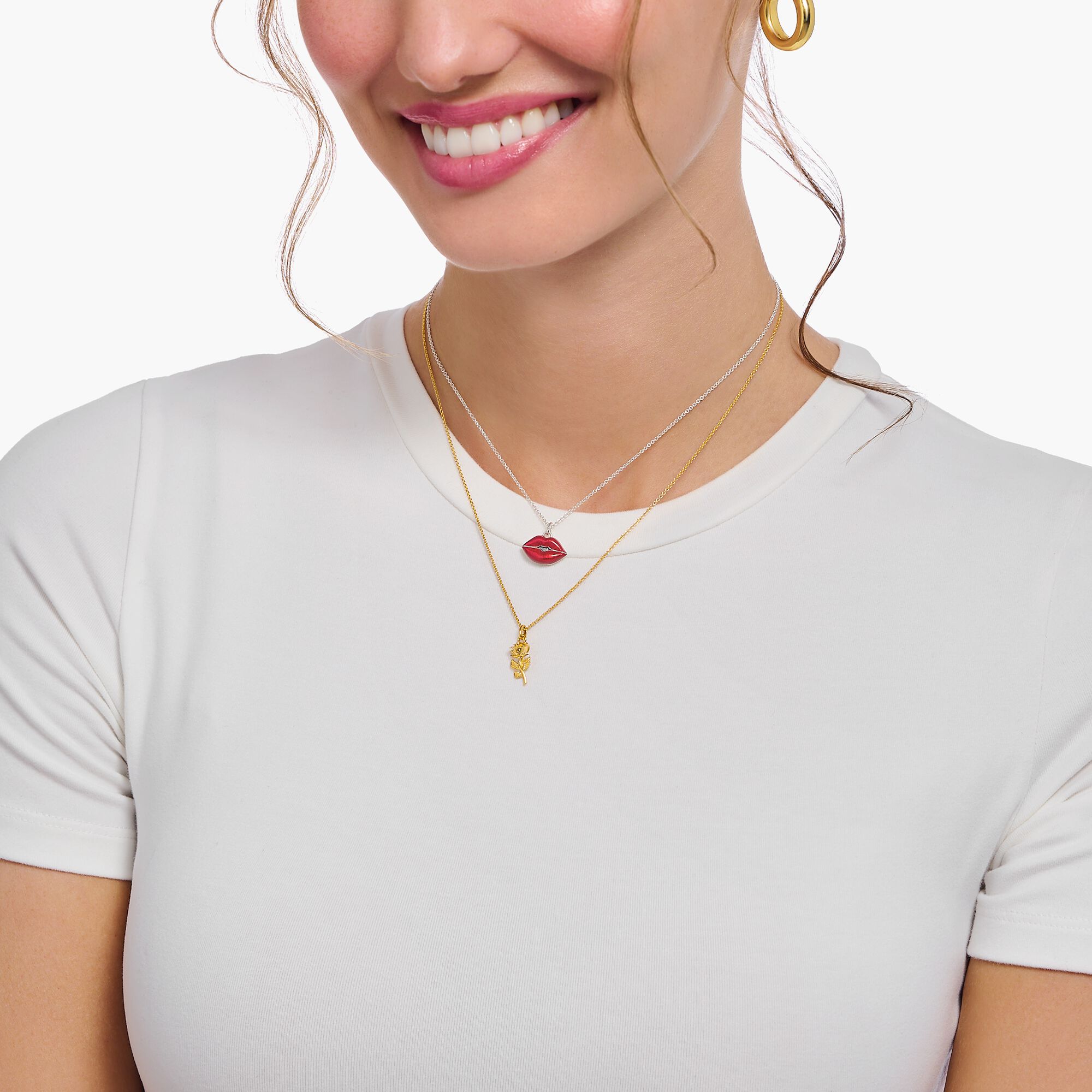 Thomas Sabo KE2269-413-39 Kette mit Rosen-Anhänger vergoldet