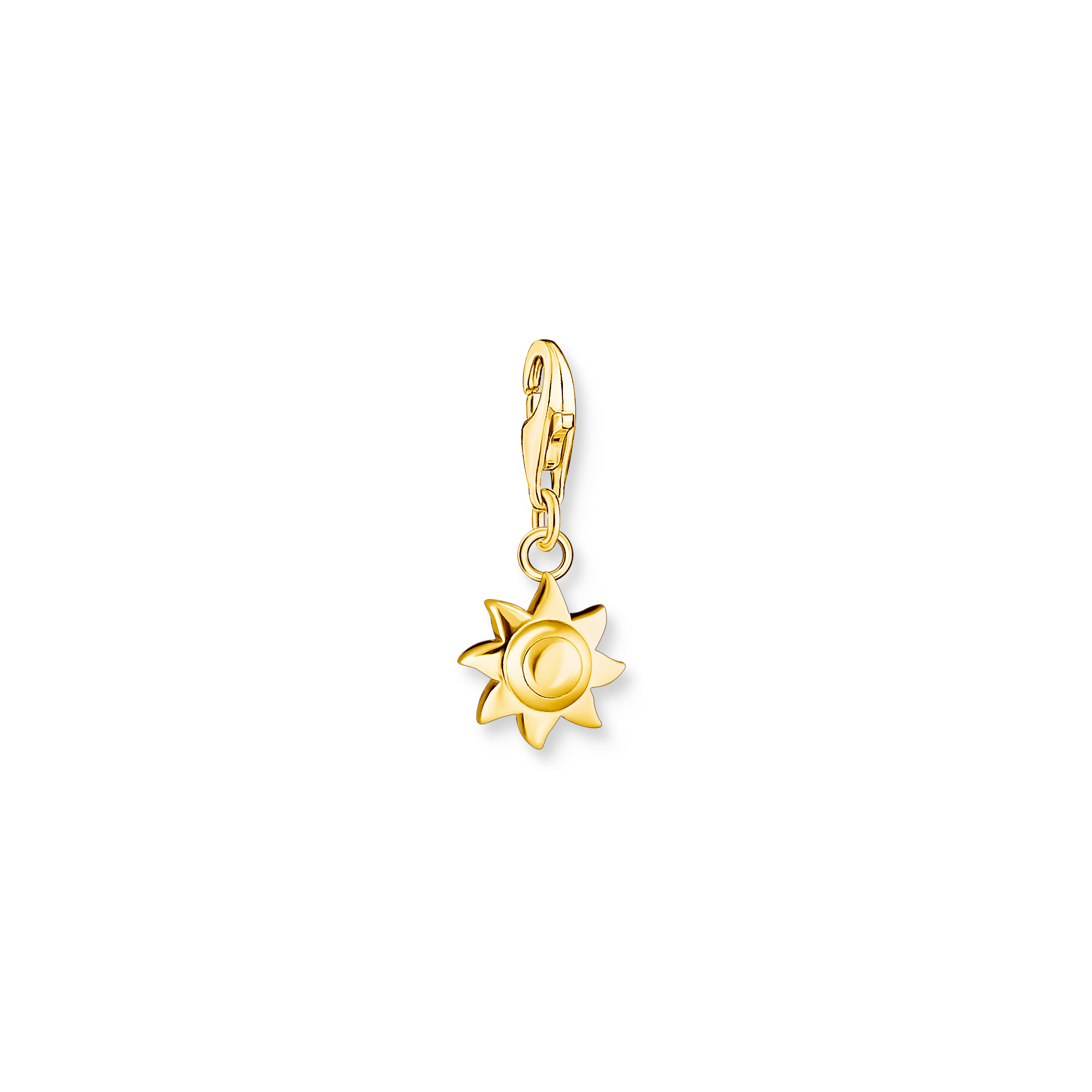 THOMAS SABO Charm-Anhänger Sonne aus poliertem 925 Sterlingsilber mit 750er Gelbgold-Vergoldung dreidimensional Karabiner 22 mm 2024-413-39 EAN 4051245558500