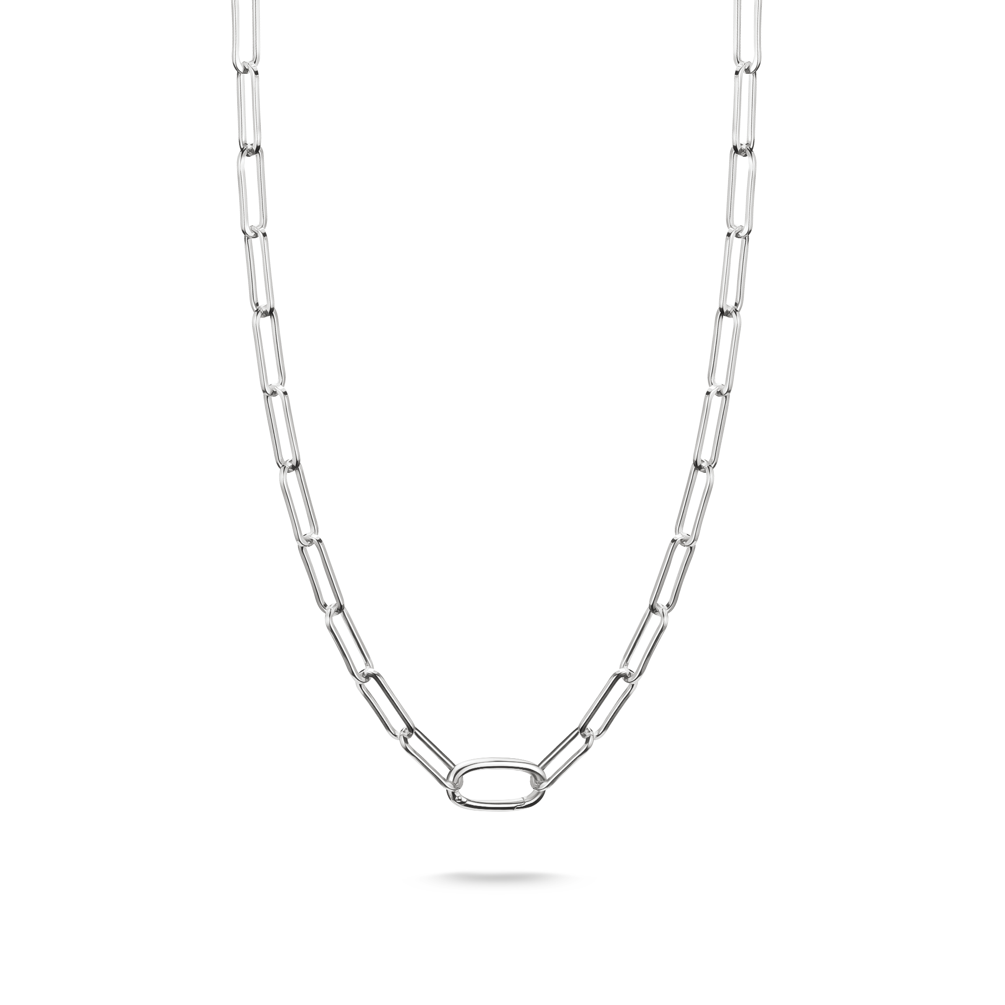 Silberne Paperclip-Kette mit Ringverschluss und Connect Link