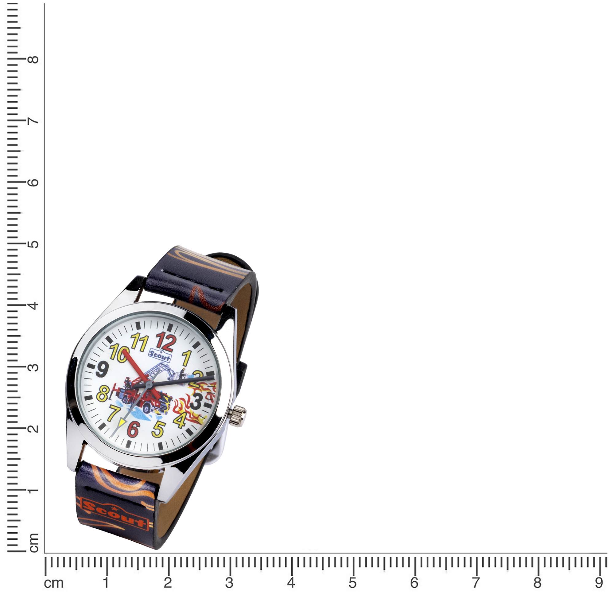 Scout Kinder-Uhr Classic 32mm Feuerwehr & Flammen Kunstlederband 5bar