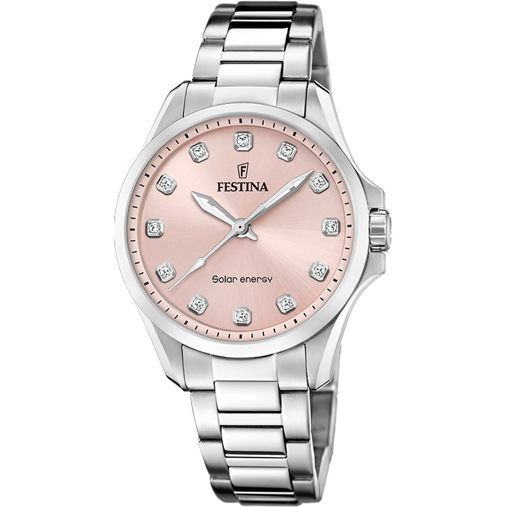 Festina Damenuhr Solar F20654/2 aus Edelstahl 316L mit rosé Zifferblatt und 5 bar
