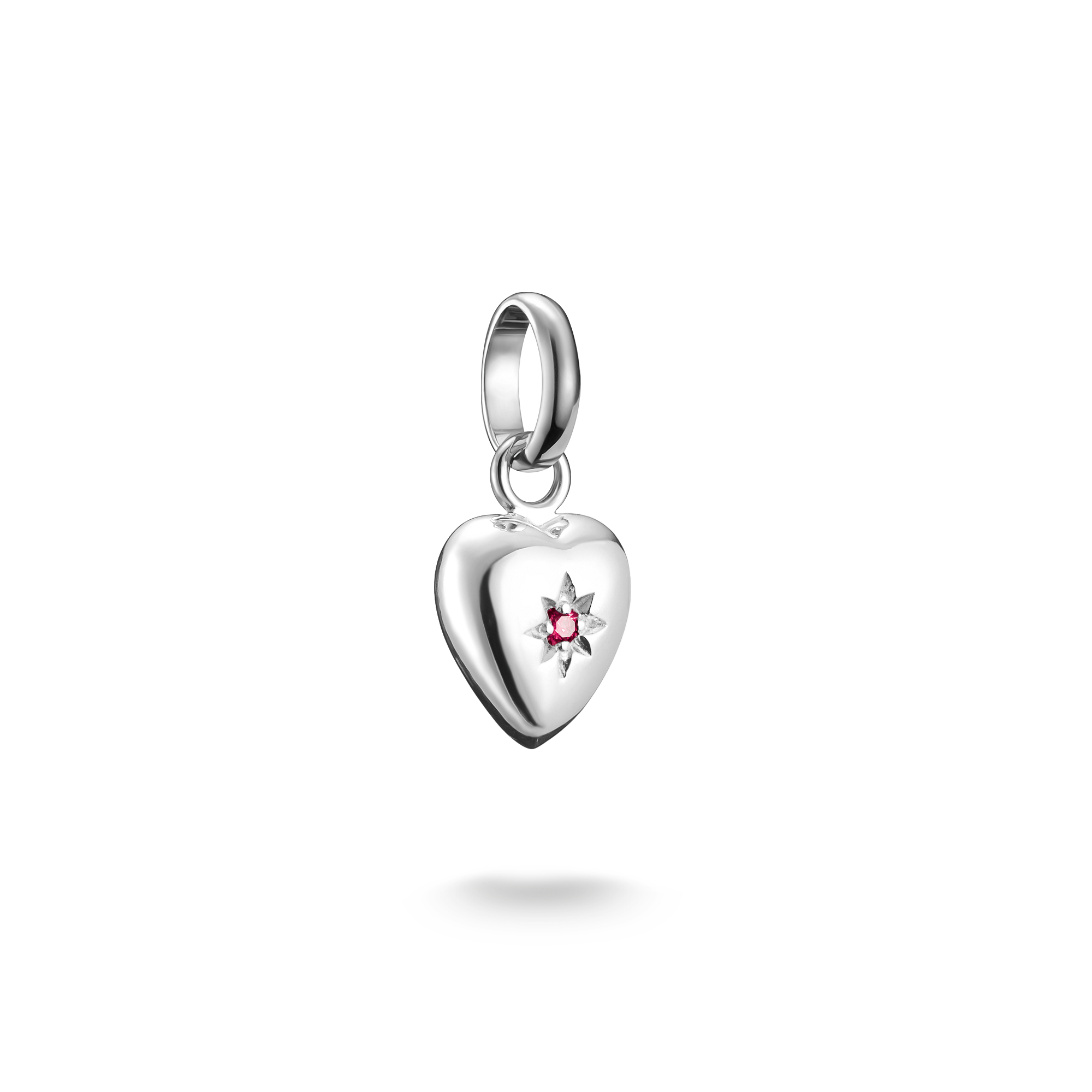 Herz-Charm Silber mit Sternmotiv und Rubinstein
