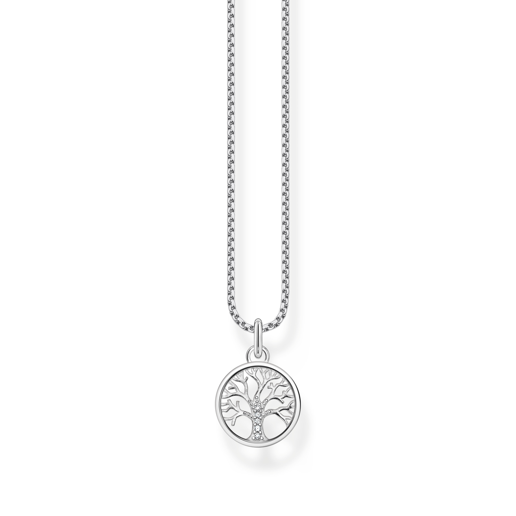 Thomas Sabo Lebensbaum Kette aus 925er Silber mit Zirkonia, Tree of Love Anhänger an verstellbarer Kette