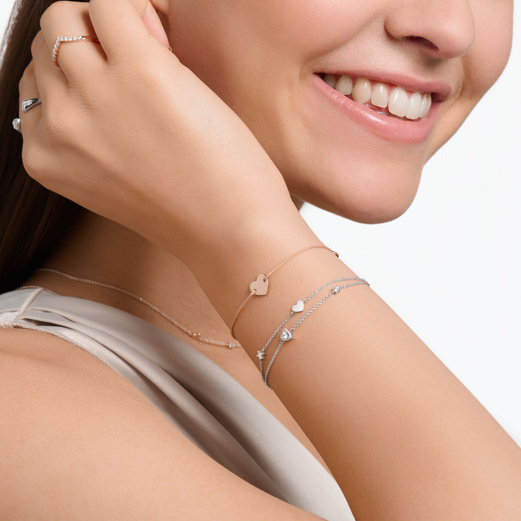 Thomas Sabo Armband Silber "Herzen und weisse Steine" A2057-051-14-L19v