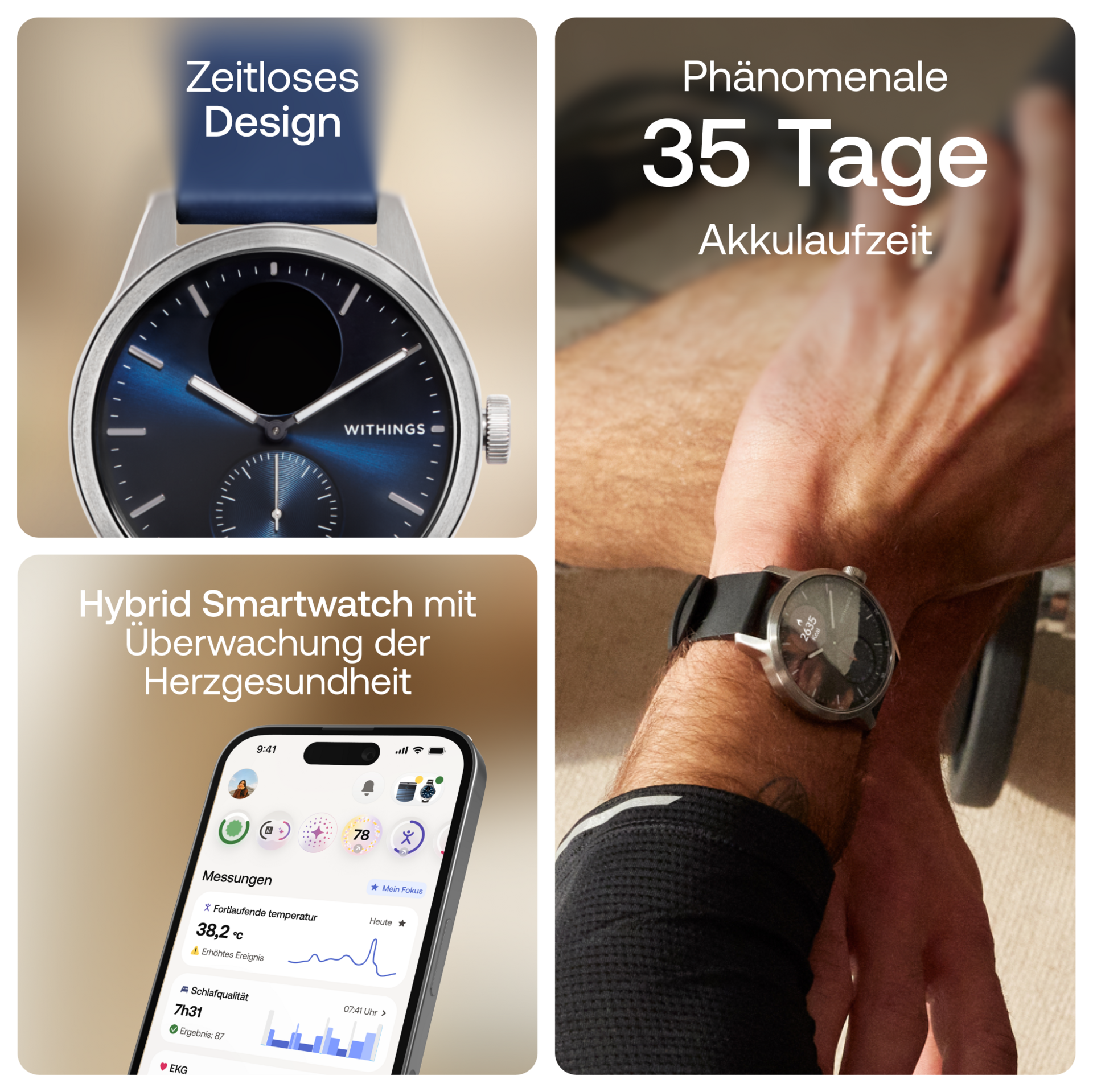 Withings HWA10-MODEL 12-ALL-I Scanwatch 2 - blau 42mm
