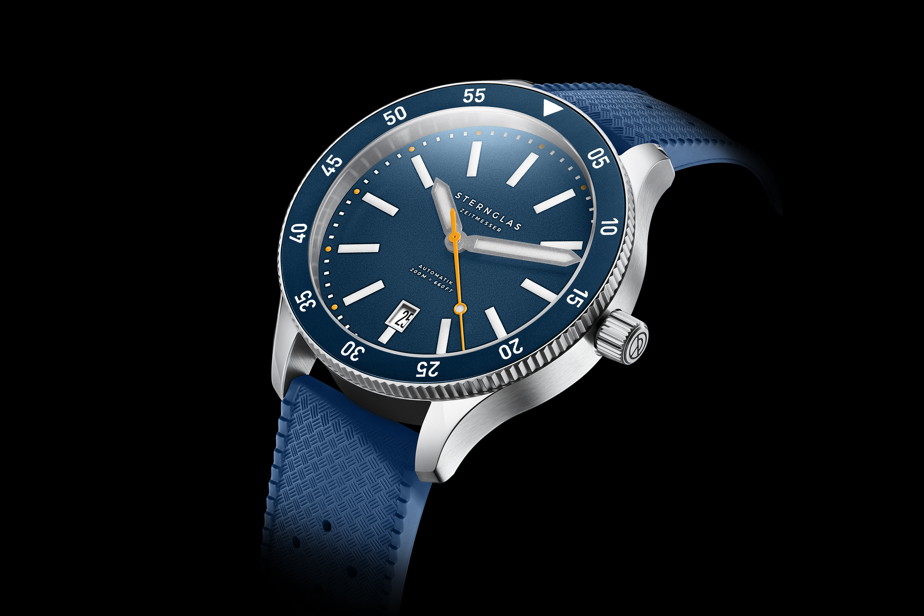 MARUS Herrenuhr Automatik Marus 2.0 Edition „Küste“ dunkelblau/silber Kautschuk S02-MAK06-KA05