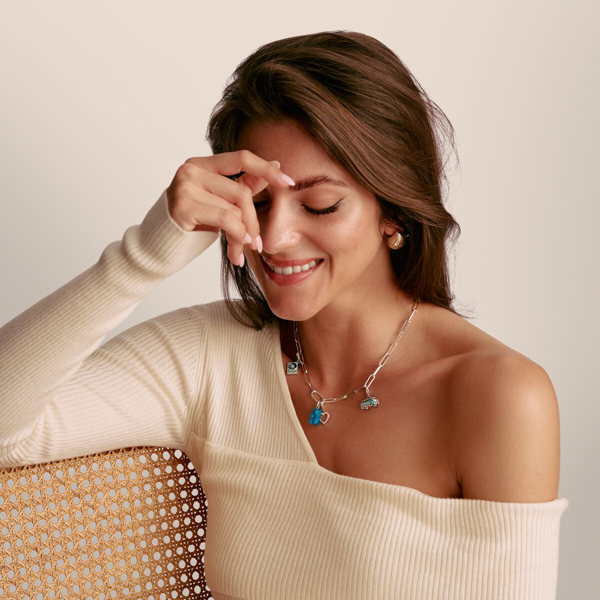 Thomas Sabo CC1275-017-1 Charm-Goldbären-Anhänger in Blau Connect Silber