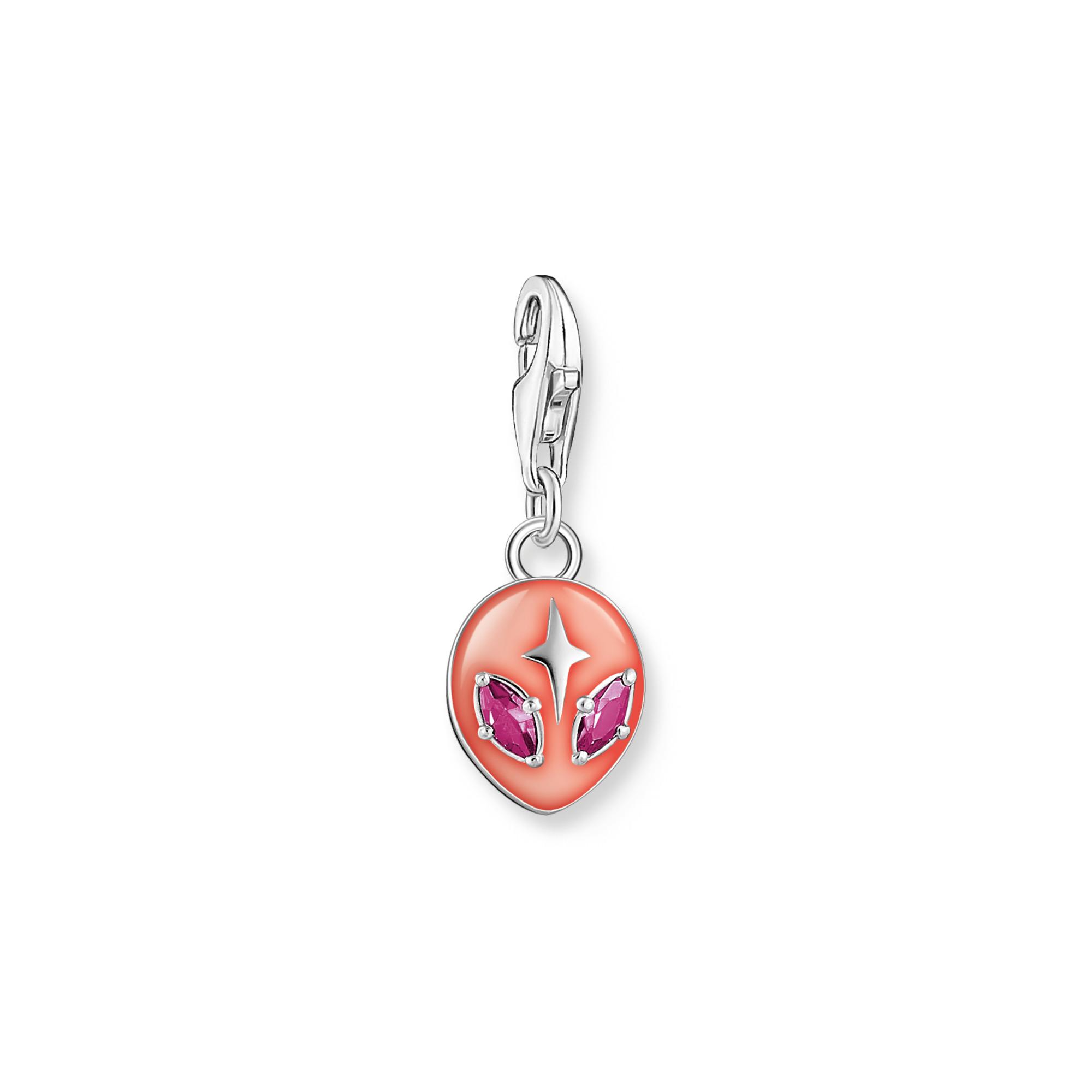 Thomas Sabo 2052-042-10 Charm-Anhänger Alienkopf mit roter Kaltemaille und Steinen Silber