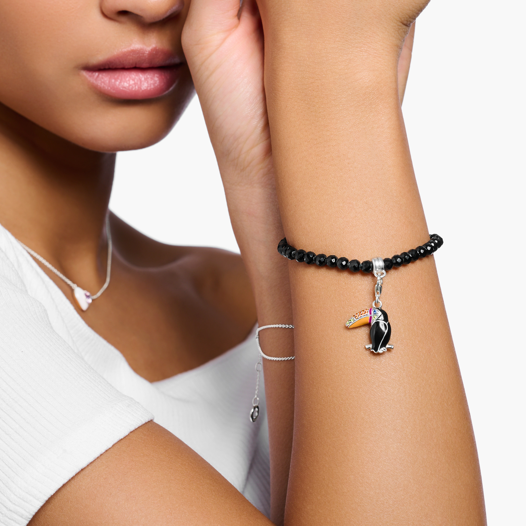 Thomas Sabo A2097-130-11 Charm-Armband mit schwarzen Onyx-Beads