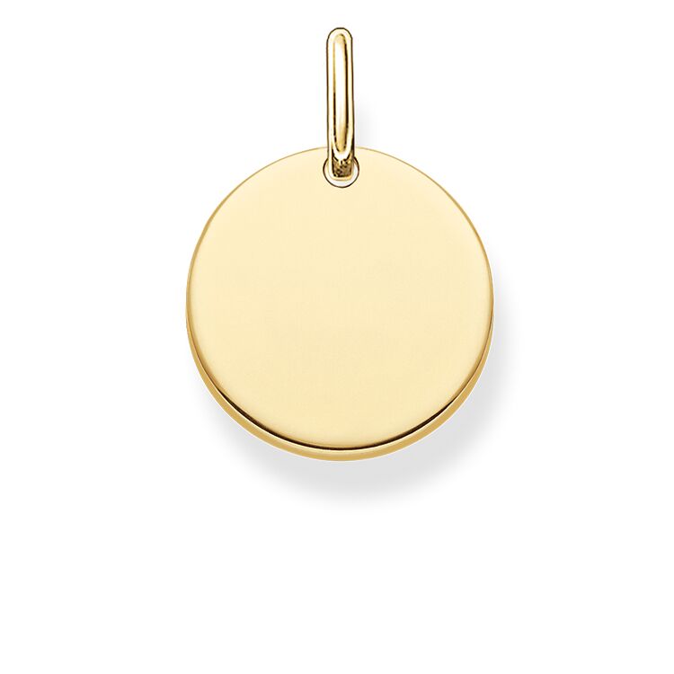 Vergoldeter Gravuranhänger von Thomas Sabo in Münzform – 925er Sterlingsilber mit 750er Gelbgoldvergoldung, Modell LBPE0001-413-12