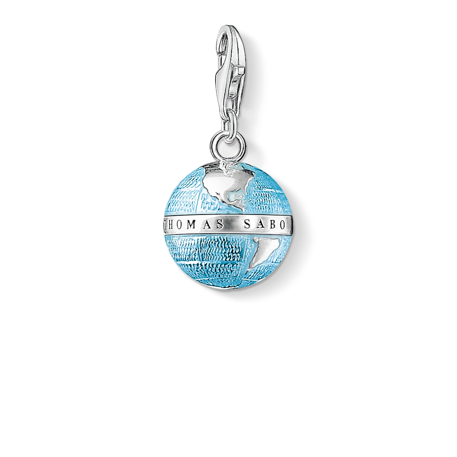Weltkugel Charm aus 925 Sterling-Silber mit hellblauer Emaille – Thomas Sabo