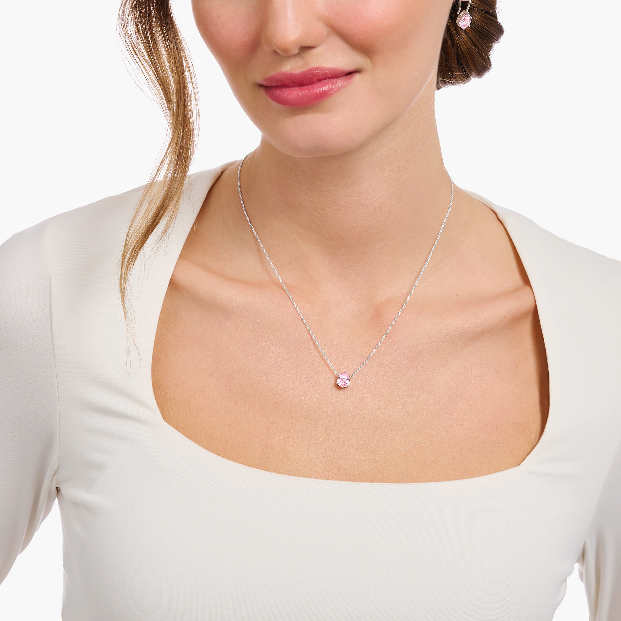 Thomas Sabo KE2213-051-9 Kette mit pinkfarbenem Tropfen-Anhänger