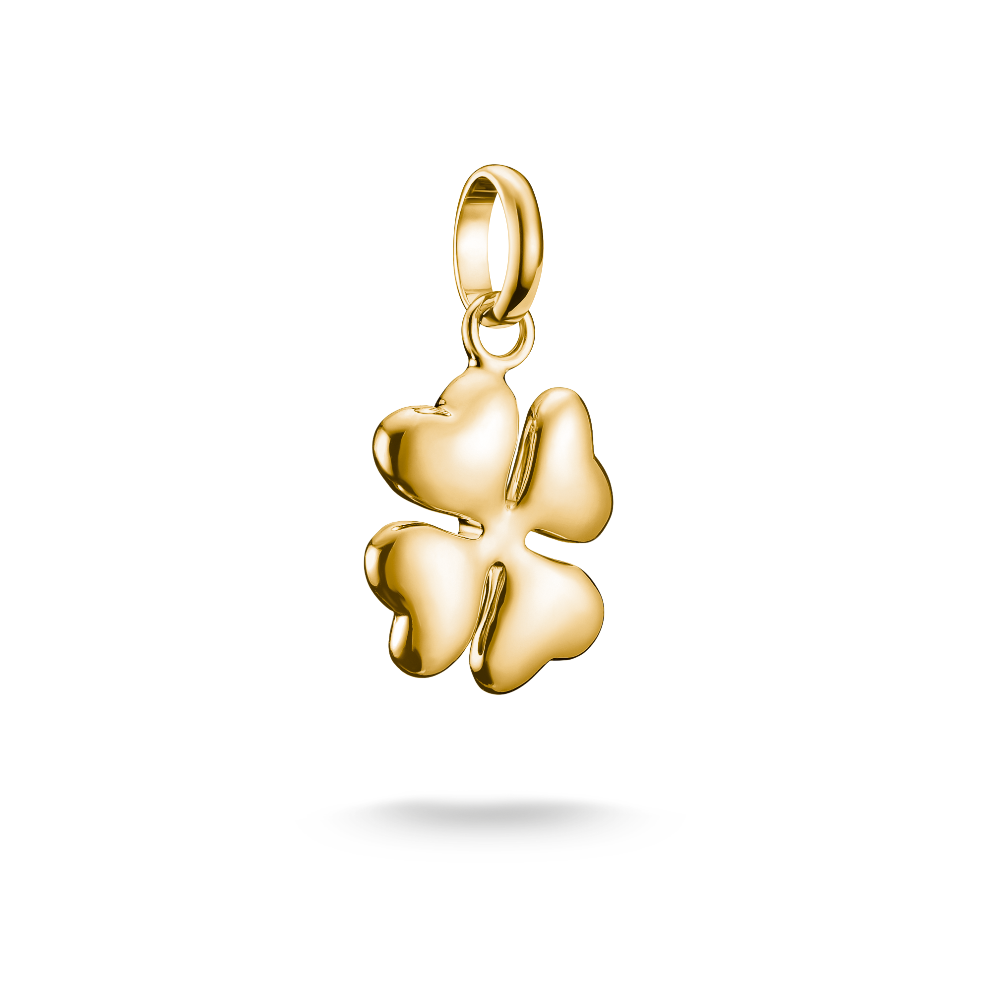 Vergoldeter 3D-Kleeblatt Charm aus 18k Gold auf 925 Silber