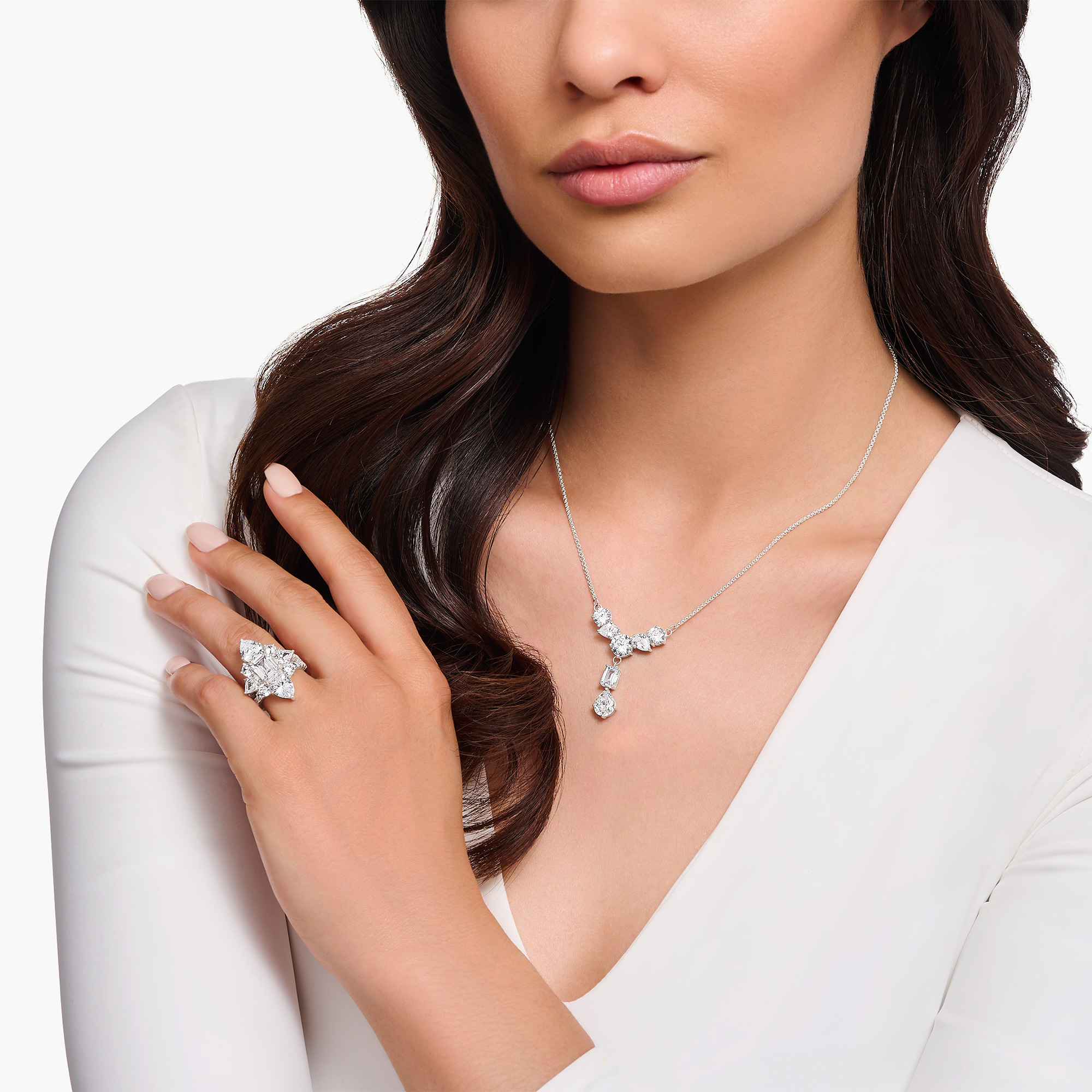 Thomas Sabo Halskette Y-Stil 7 Steine Silber KE2195-051-14