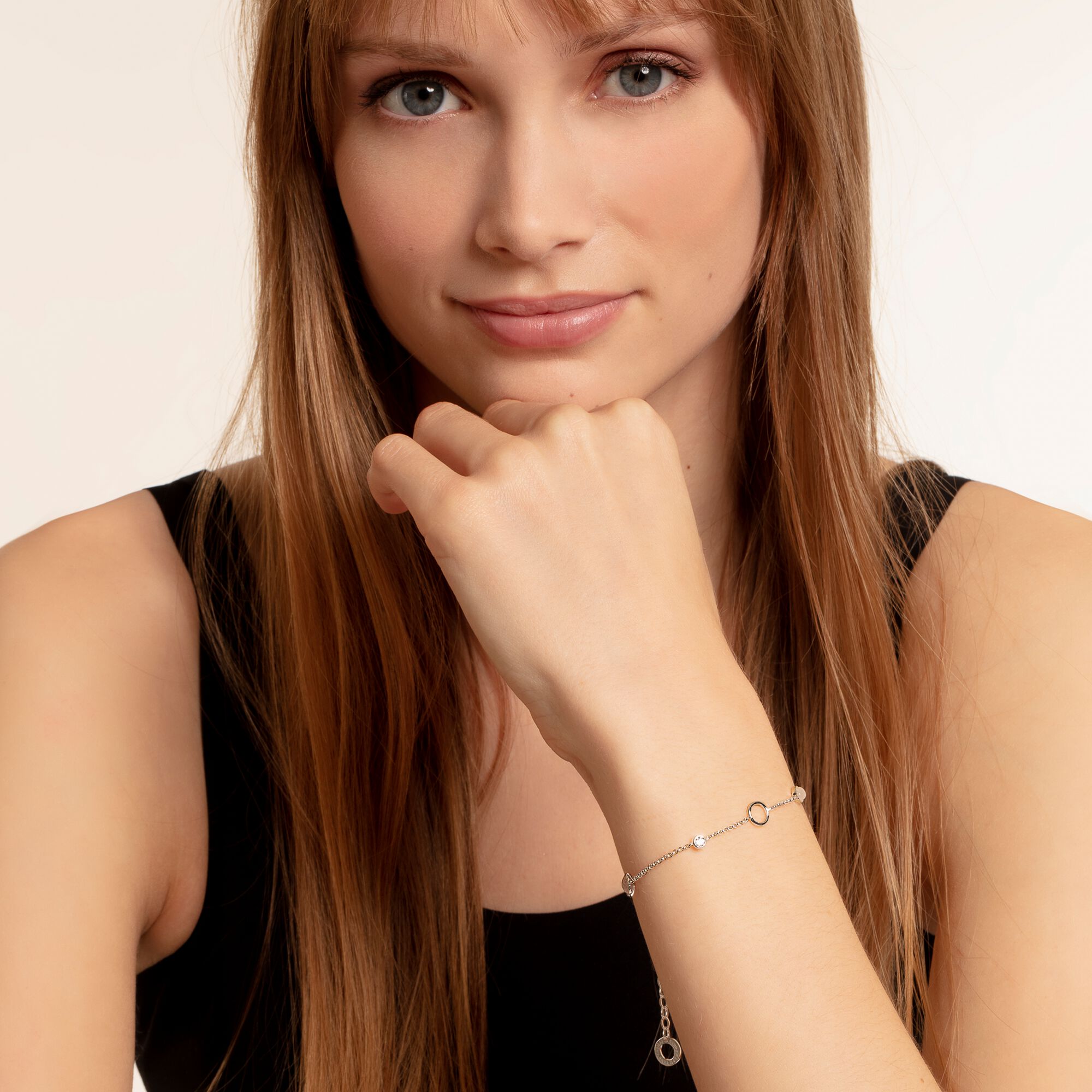 Thomas Sabo X0272-035-7-L19v Charm Armband Silber "Rosa Steine"