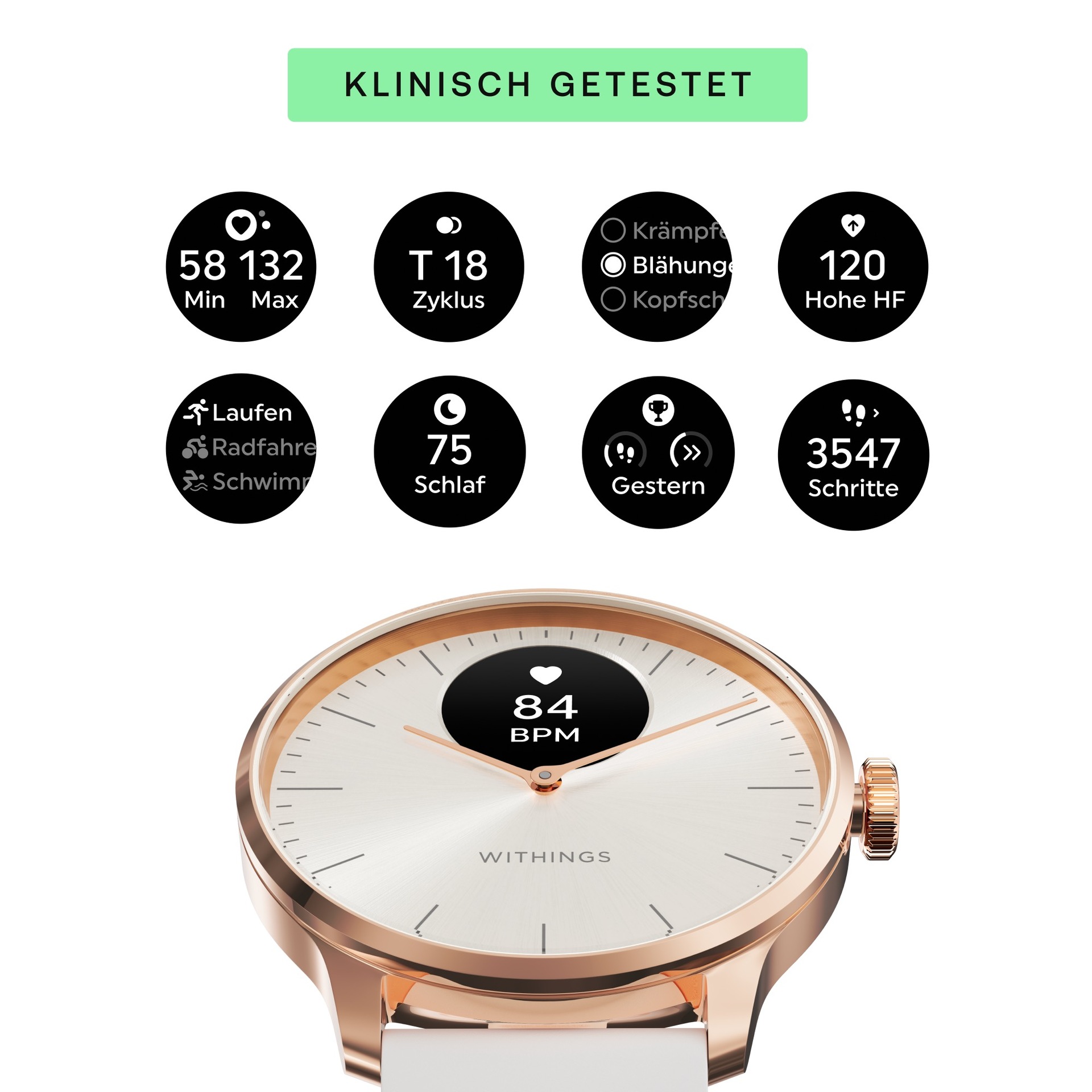 Withings ScanWatch Light 37mm rose gold white HWA11-MODEL 1-ALL-IN