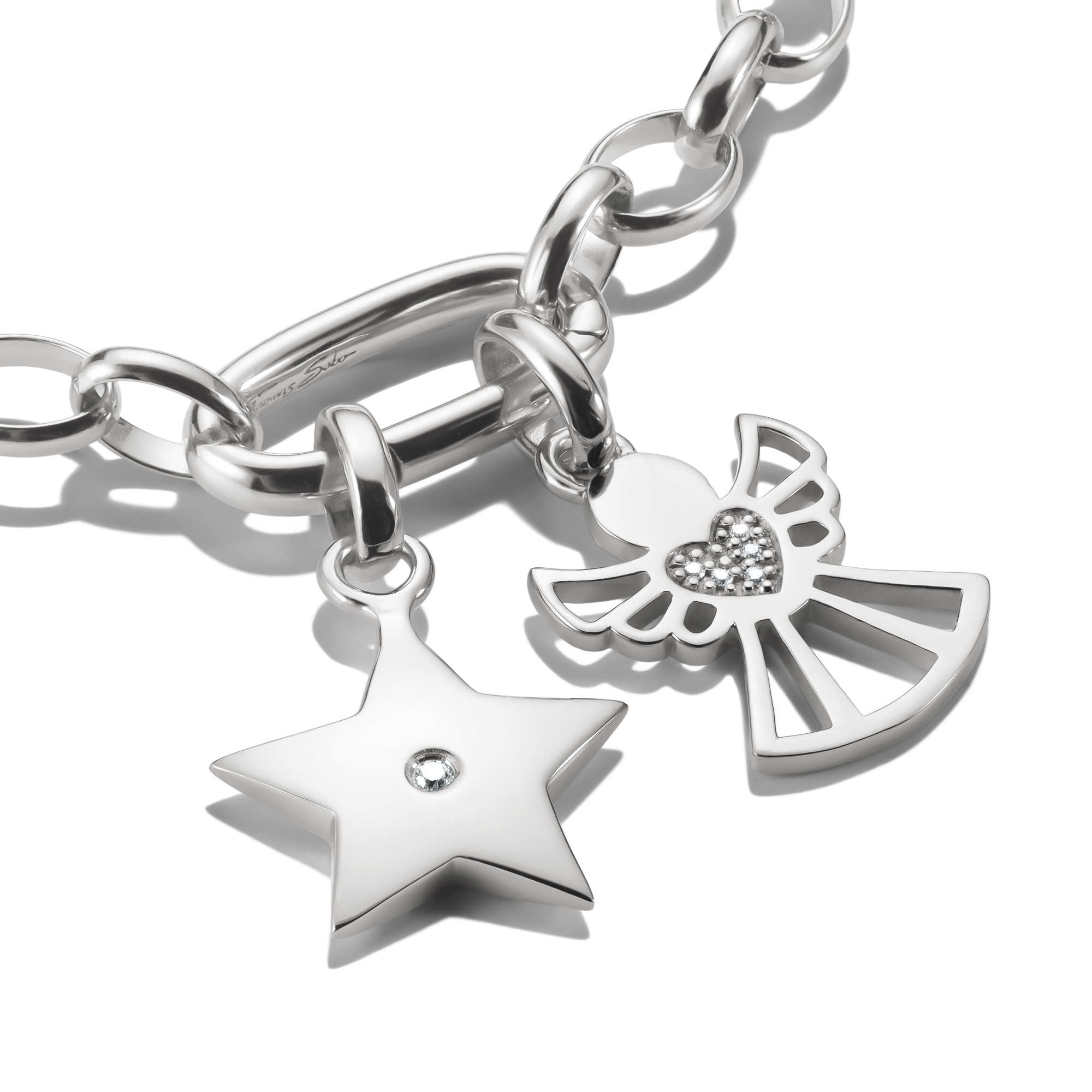 Thomas Sabo 1956-051-14 Charm-Anhänger Stern mit weißem Stein Connect Silber