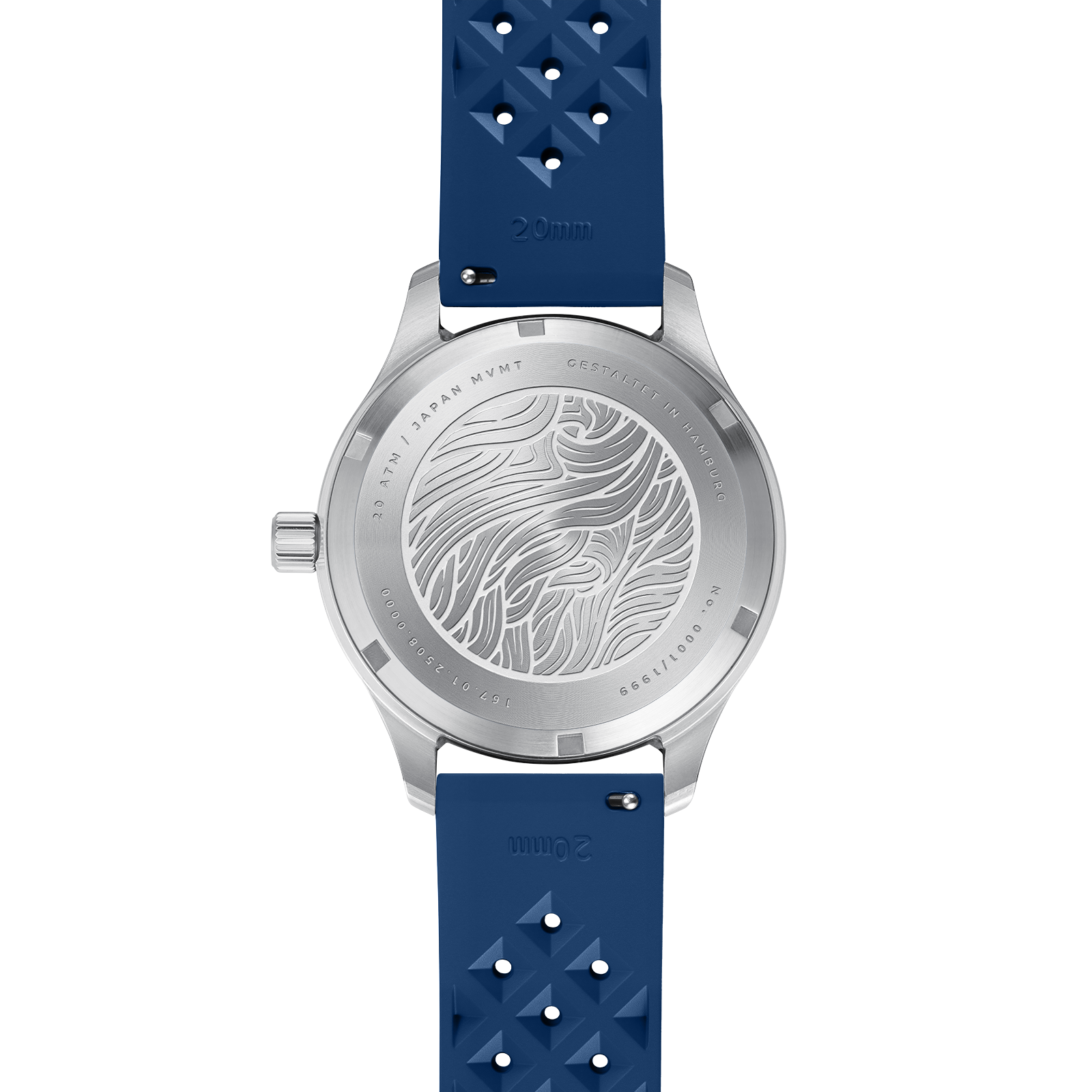 MARUS Herrenuhr Automatik Marus 2.0 Edition „Küste“ dunkelblau/silber Kautschuk S02-MAK06-KA05