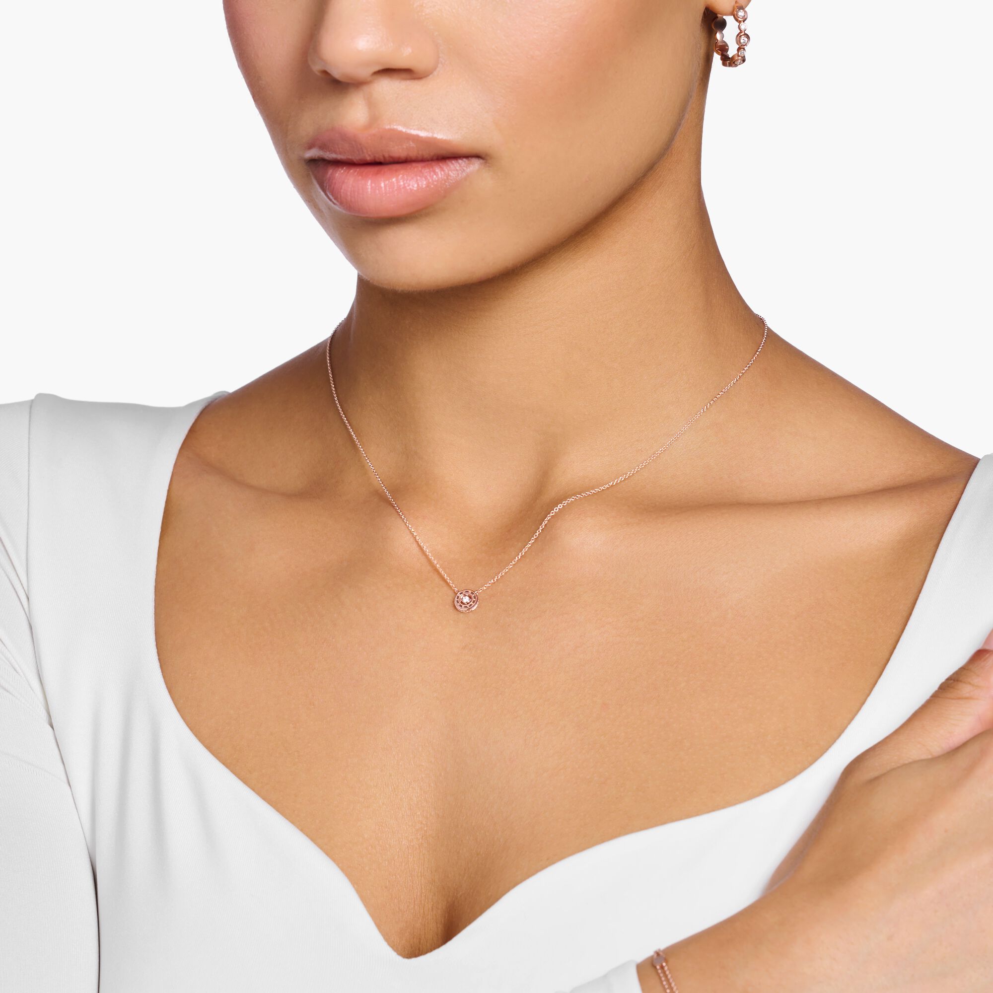 Thomas Sabo KE1881-416-14 Kette Kreis mit weißem Stein rosévergoldet