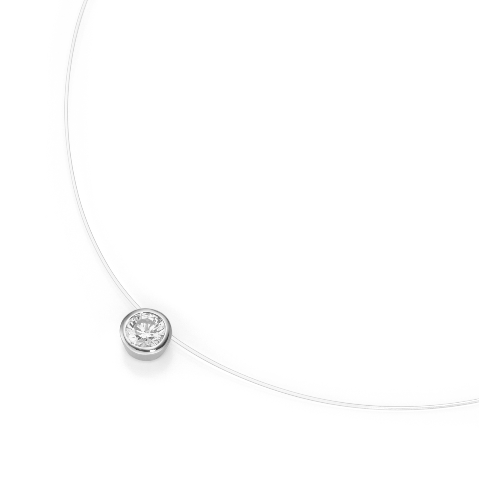 Nylon-Collier Fliegender Stein mit Zirkonia in Silber 925