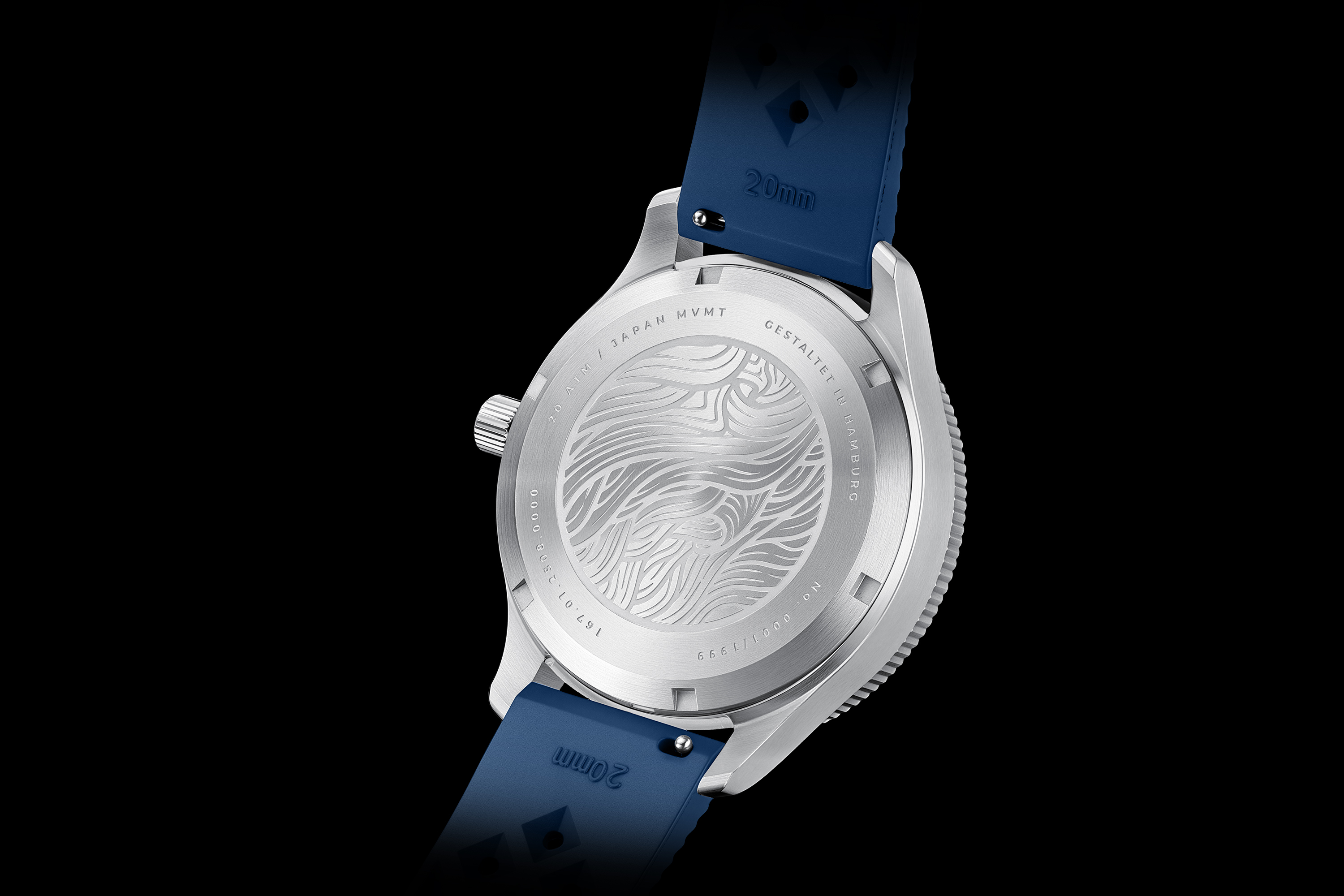 MARUS Herrenuhr Automatik Marus 2.0 Edition „Küste“ dunkelblau/silber Kautschuk S02-MAK06-KA05