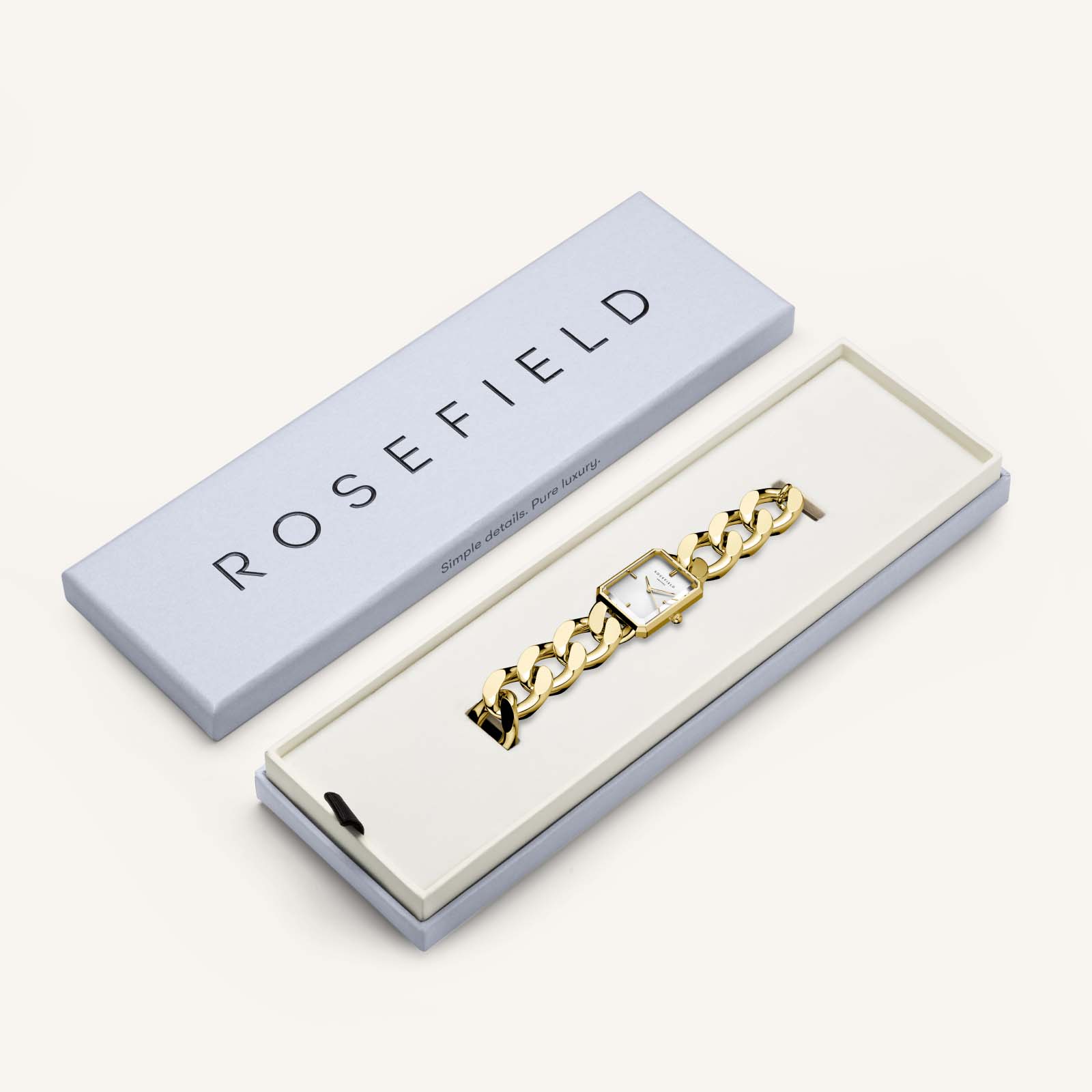 Rosefield SWGSG-055 Damenuhr STUDIO Octagon XS Kettenuhr Gold eckig