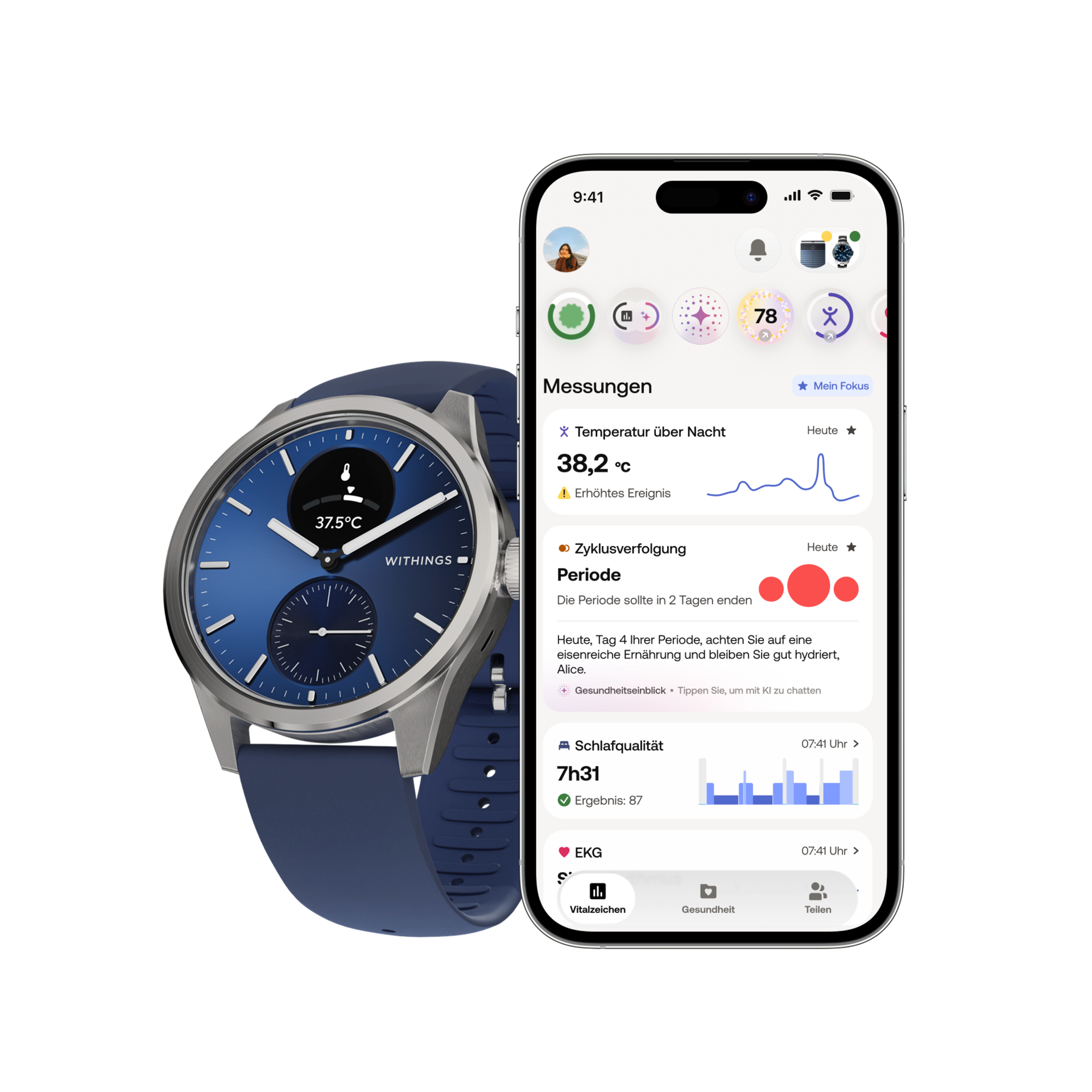 Withings HWA10-MODEL 12-ALL-I Scanwatch 2 - blau 42mm