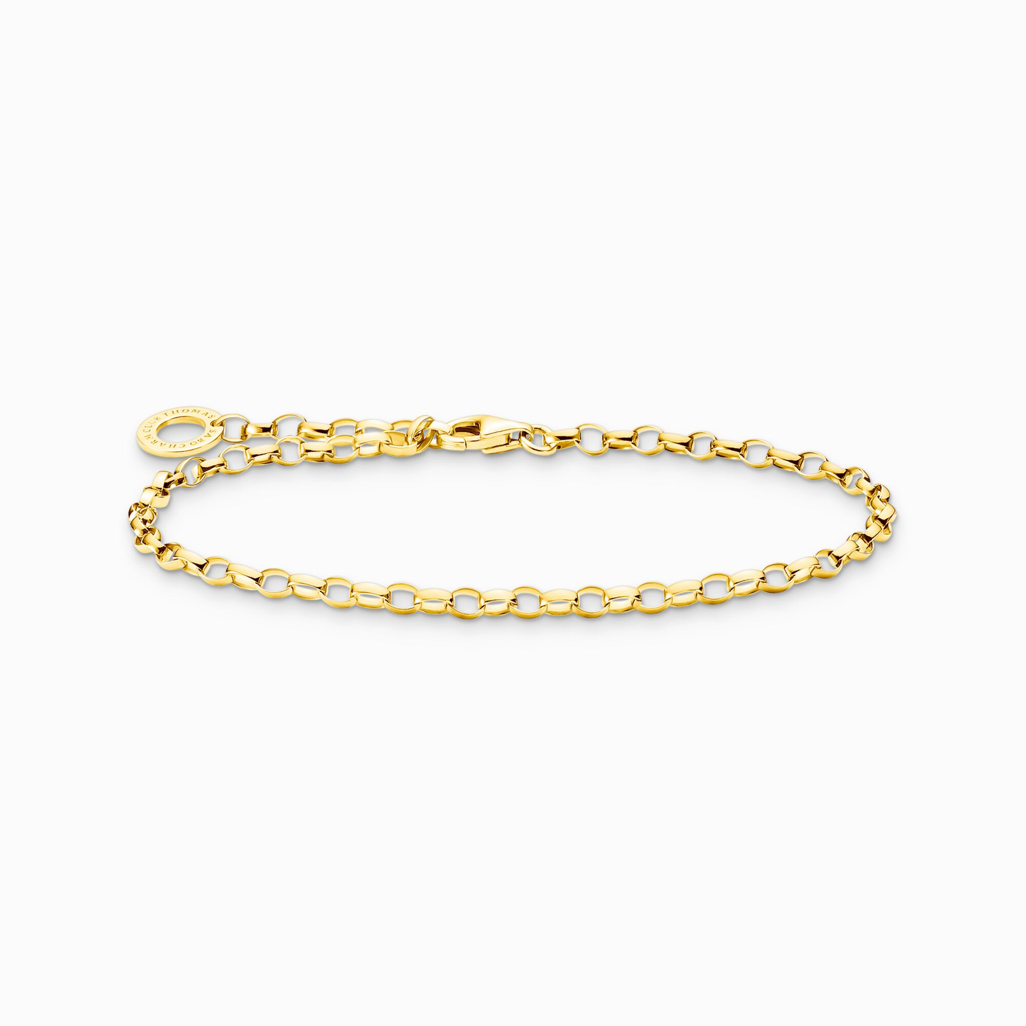 Thomas Sabo Charm-Armband X0163-413-39 recyceltes 925 Sterlingsilber poliert 18 Karat Hartvergoldung golden Karabiner verstellbar 3,0 mm