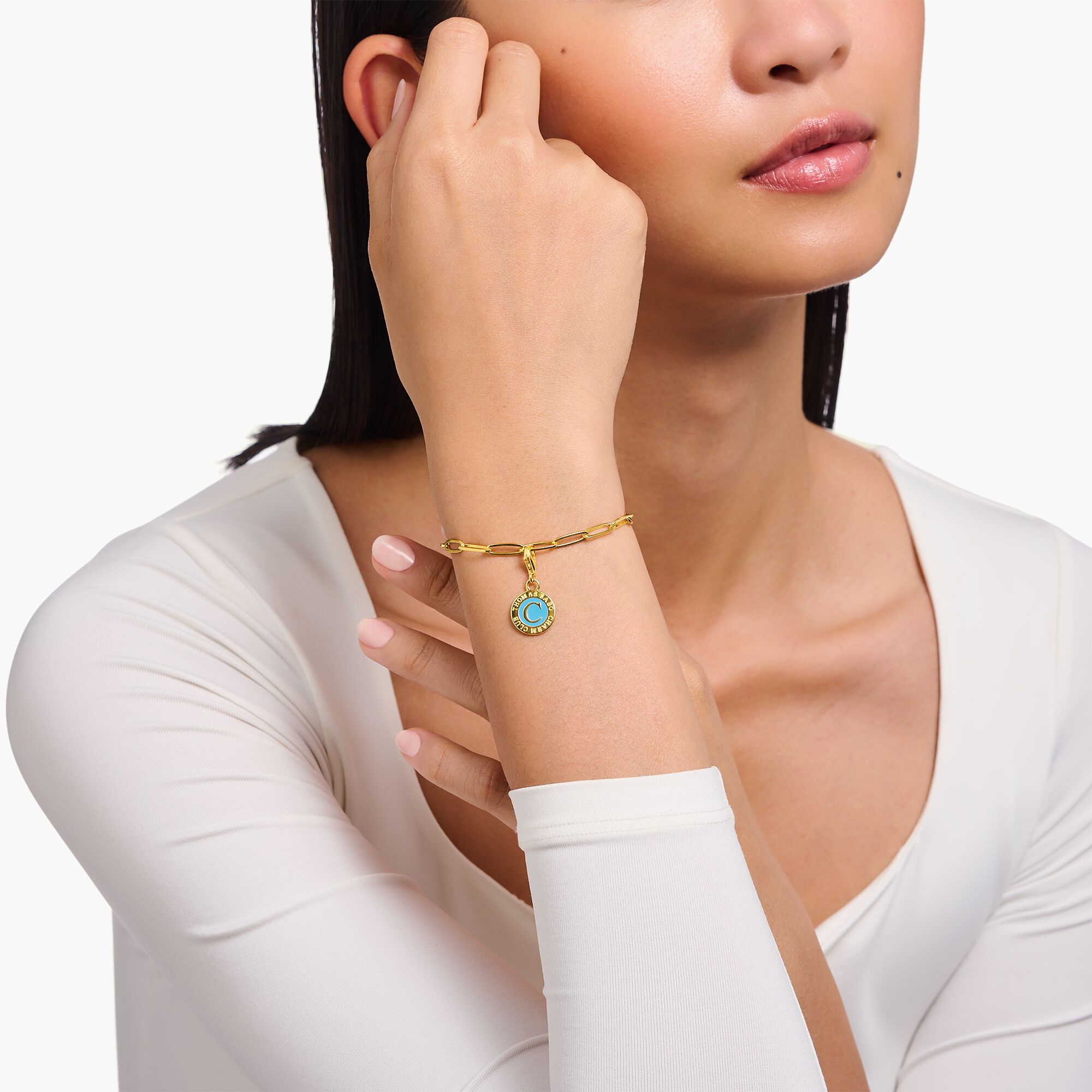 Thomas Sabo 2099-427-17 Member Charm türkiser Charmista Coin vergoldet