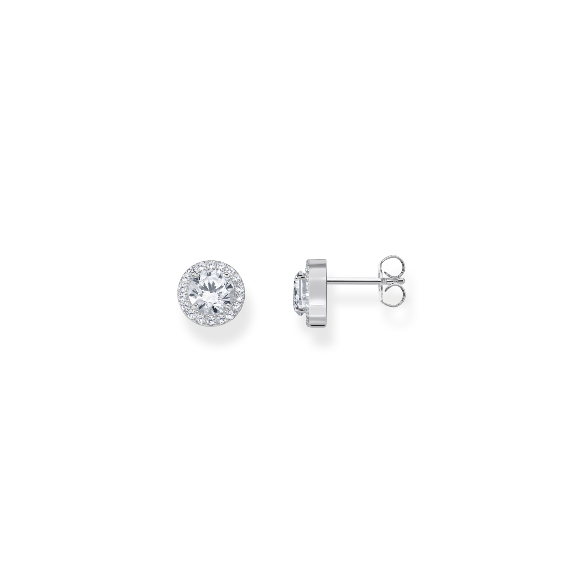 Thomas Sabo Halo-Ohrstecker aus recyceltem 925 Sterling Silber mit weißen Zirkonia Brillantschliff und Kranz 9 mm