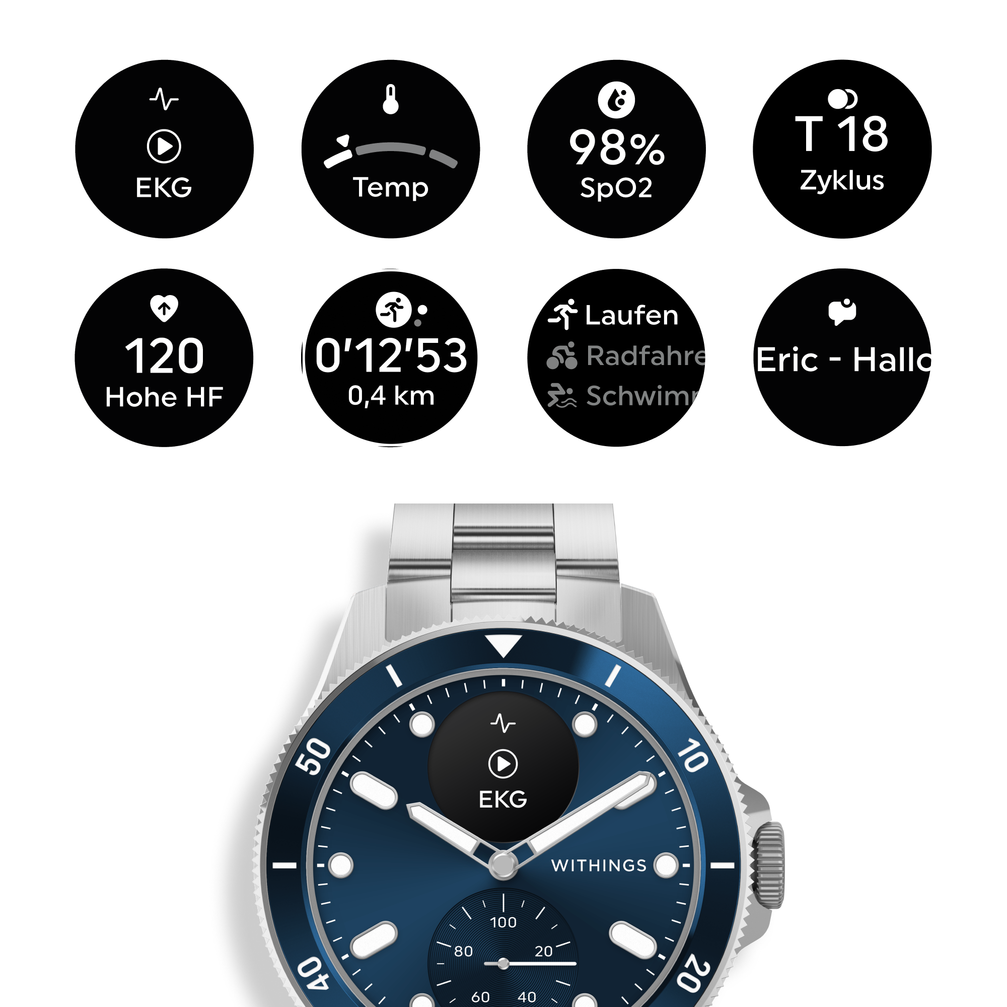 Withings HWA10-MODEL 7-ALL-IN Scanwatch Nova - 42mm Blue