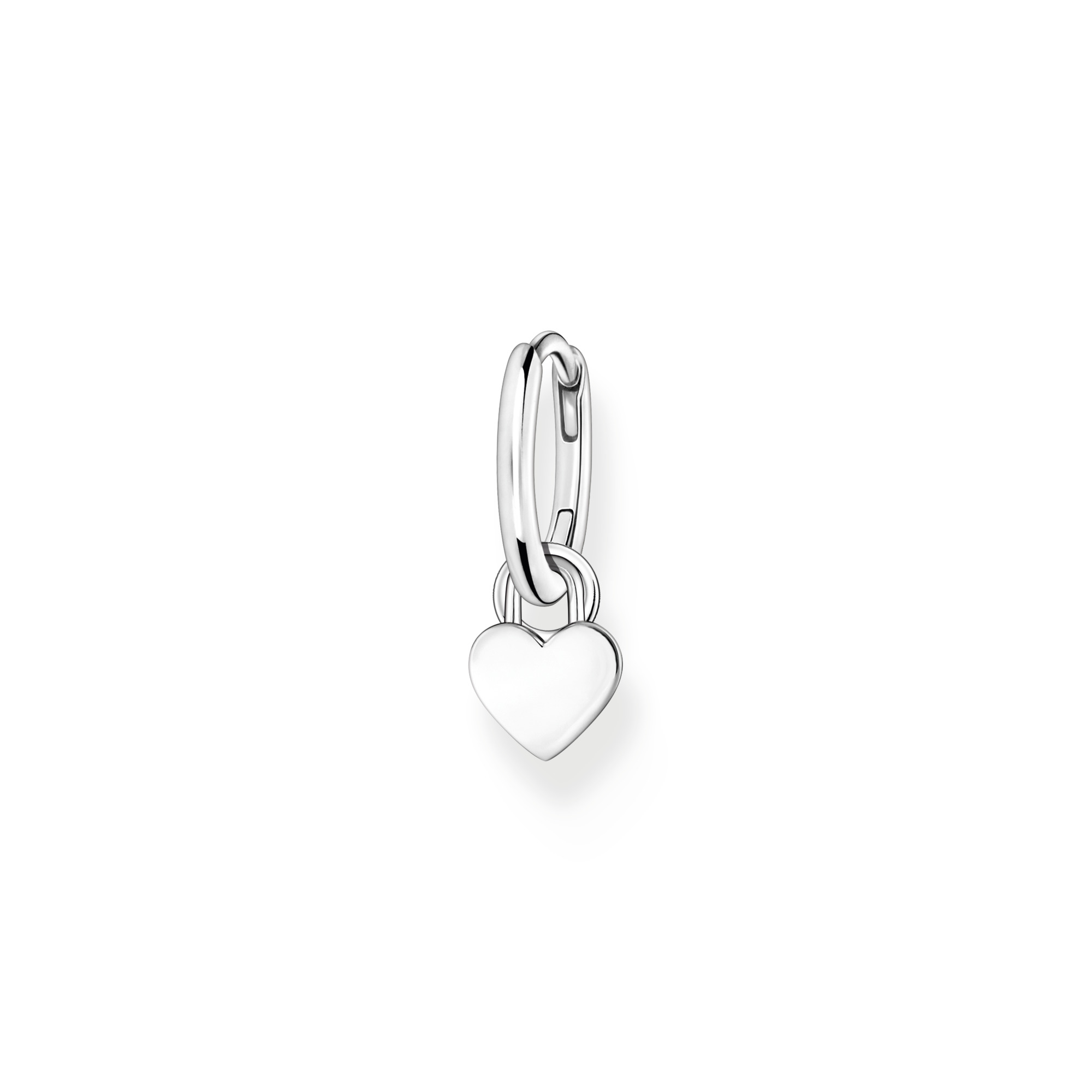 THOMAS SABO Einzel-Creole aus poliertem 925 Sterlingsilber mit Herz-Anhänger und Öse für Charms Ø 15 mm CR717-001-21 EAN 4051245558128