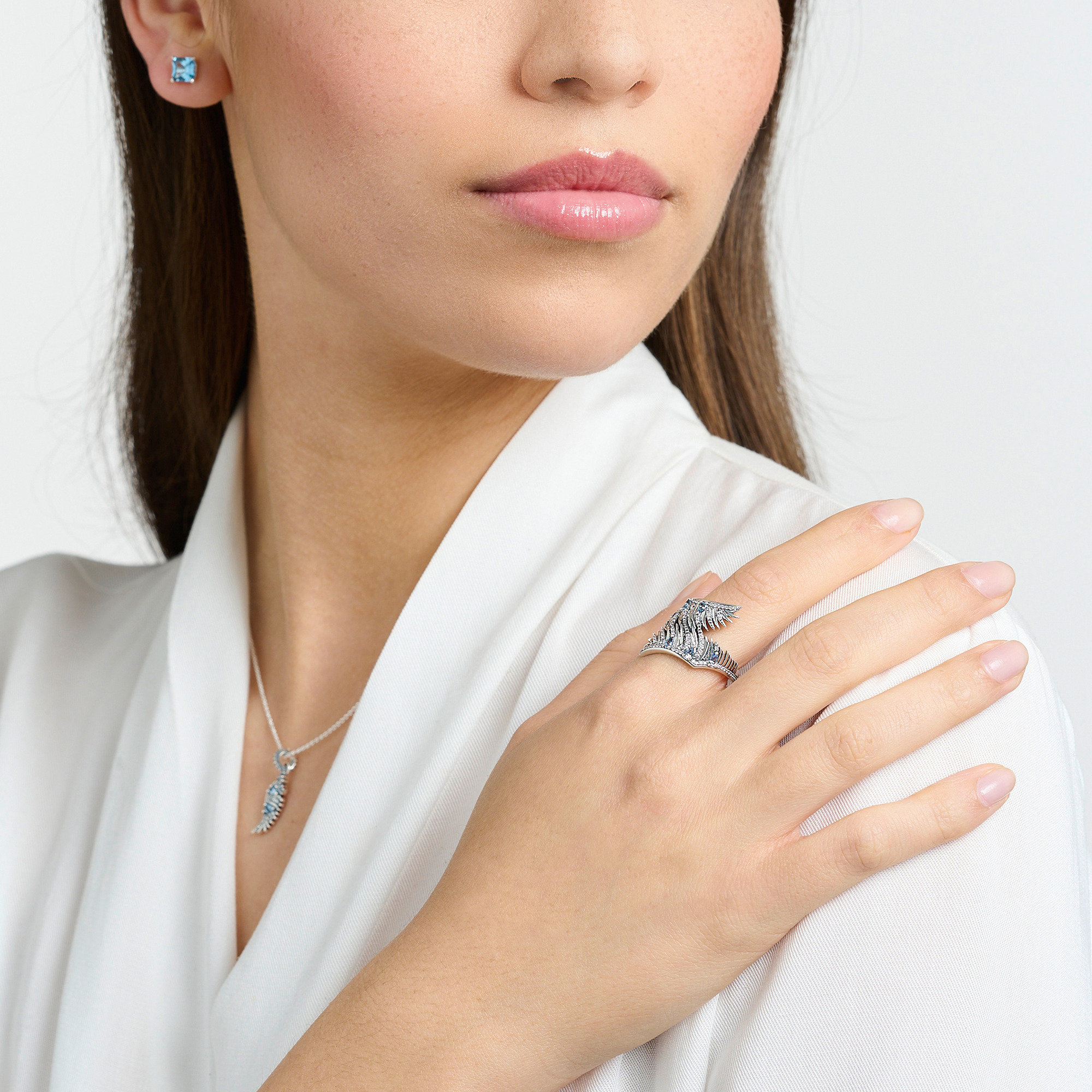 Thomas Sabo TR2409-644-58 Ring Silber Phönix-Flügel mit blauen Steinen