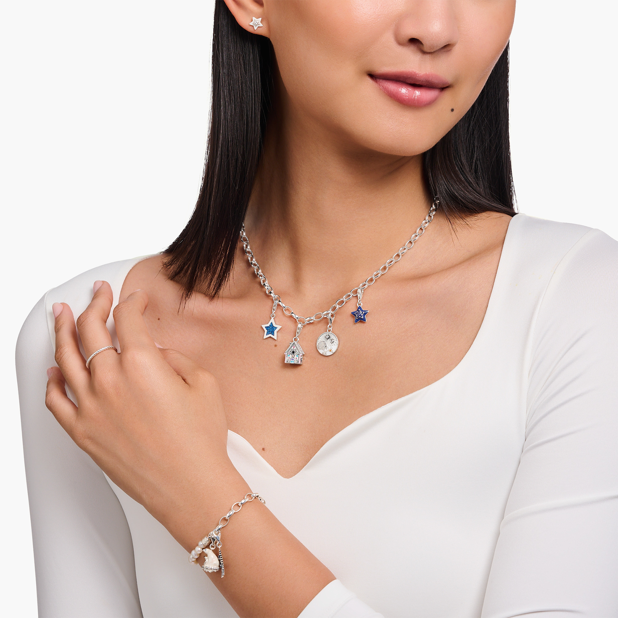 Thomas Sabo 2060-473-7 Charm-Anhänger mit Iglu, Gravur und Steinbesatz Silber