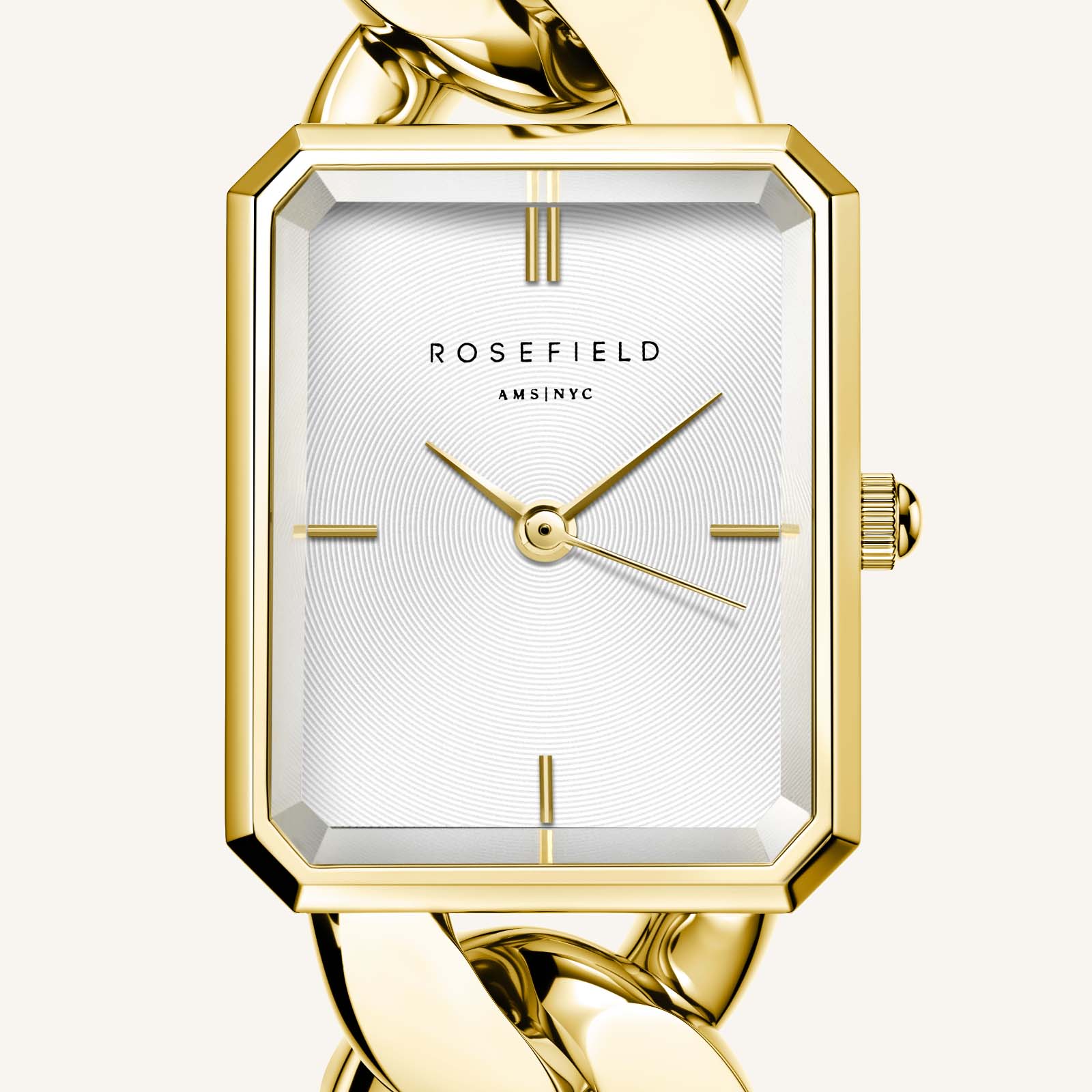 Rosefield SWGSG-055 Damenuhr STUDIO Octagon XS Kettenuhr Gold eckig