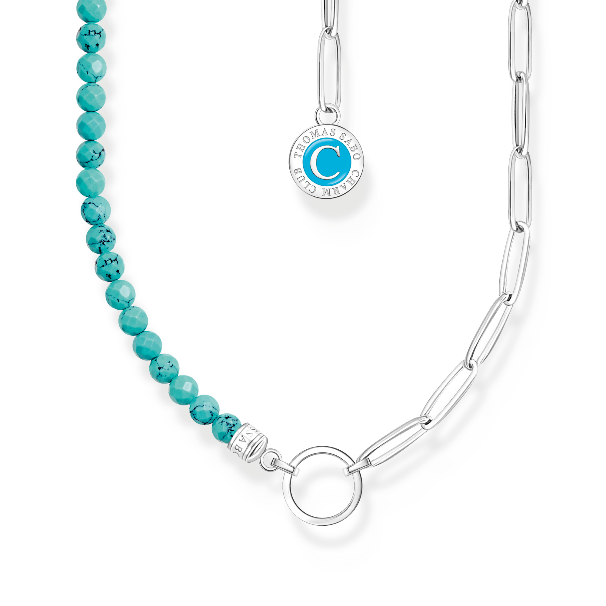 Thomas Sabo KE2189-007-17-L45V Member Charm-Kette mit türkisen Beads und Charmista Coin Silber