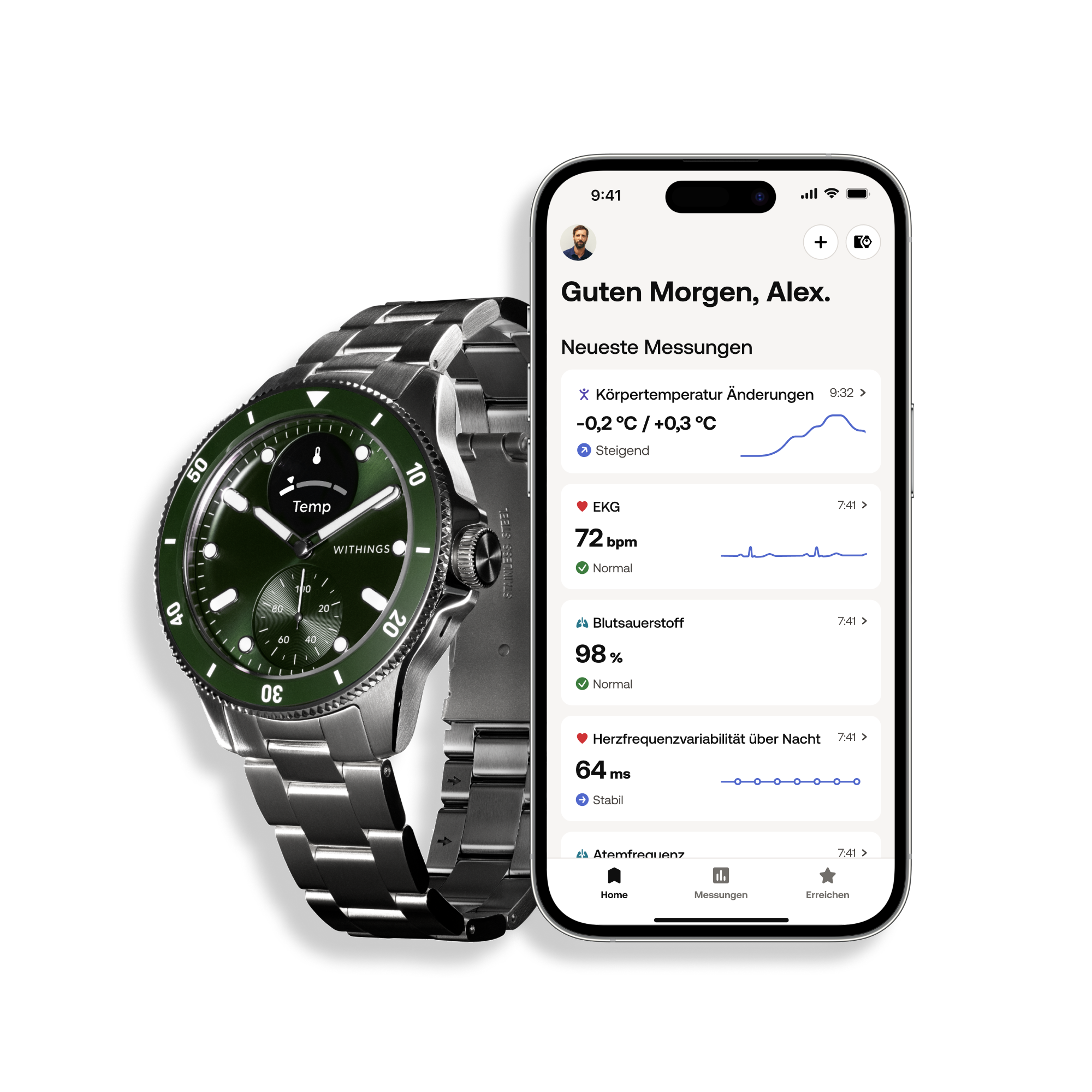 Withings HWA10-MODEL 8-ALL-IN Scanwatch Nova - 42mm Green