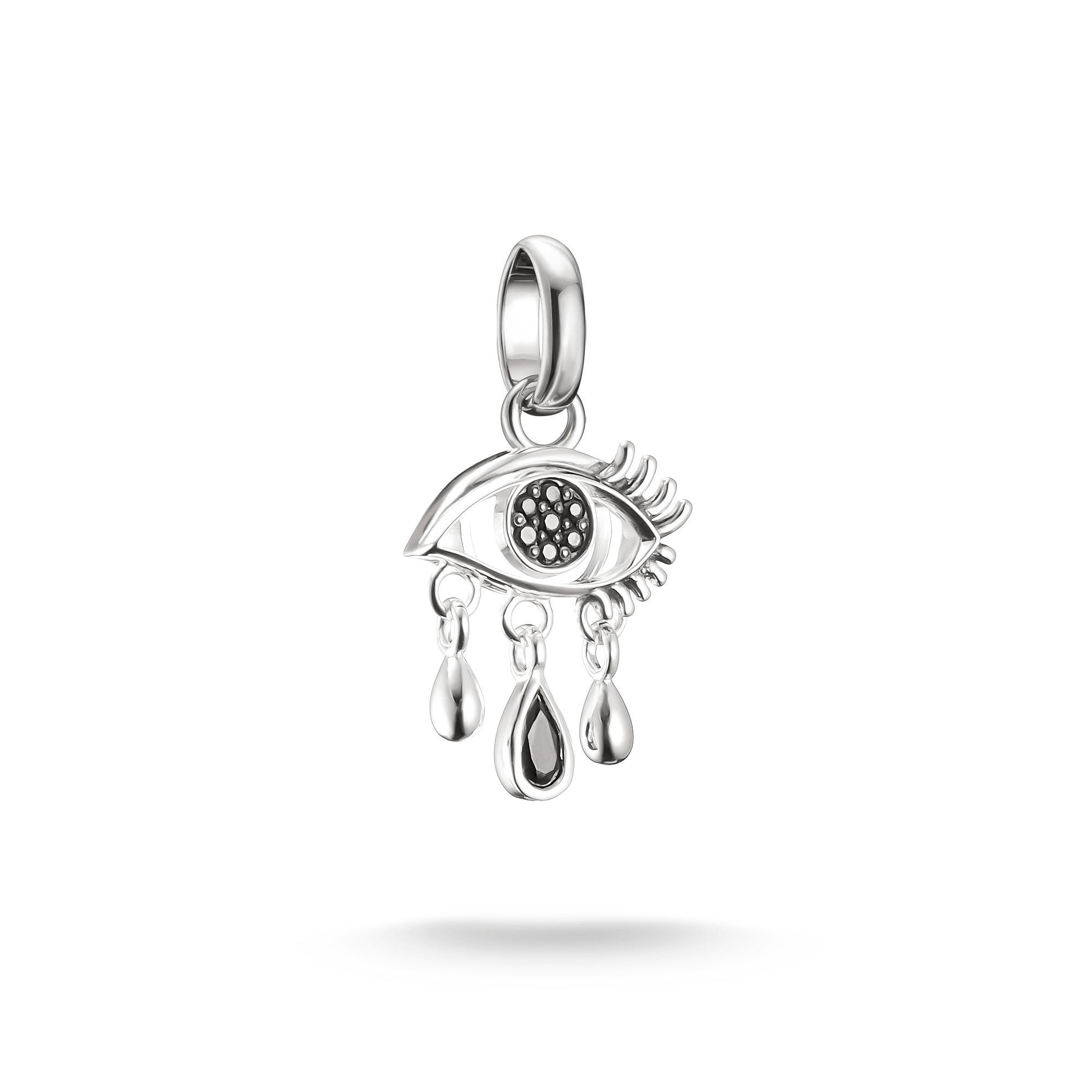 Thomas Sabo Wednesday Charm-Anhänger tränendes Auge Connect aus geschwärztem 925 Silber mit schwarzen Zirkonia CC1319-643-11