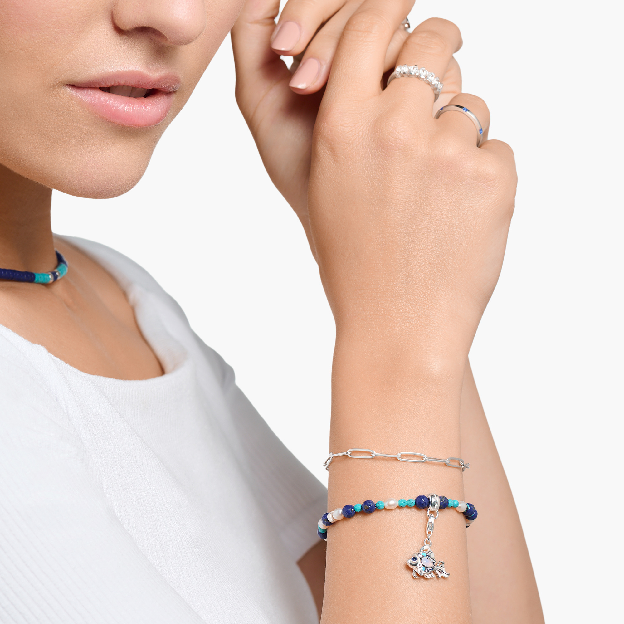Thomas Sabo 1884-945-7 Charm Fisch mit blauen Steinen