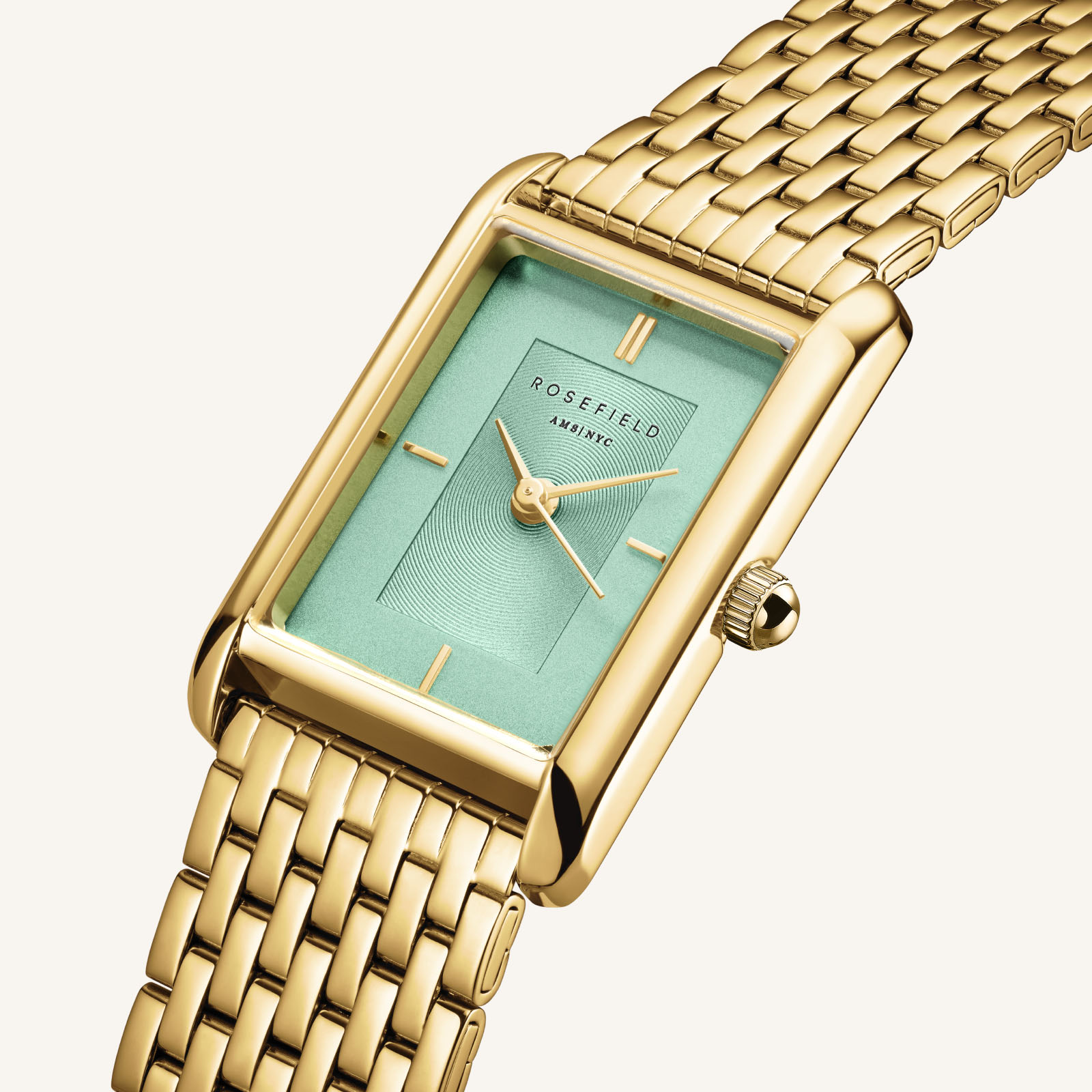 Rosefield HMGSG-H04 Damenuhr Heirloom Minz-Grün Gold eckig