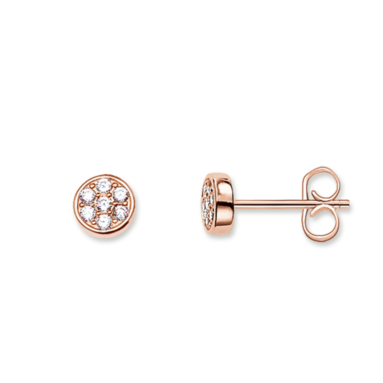 Thomas Sabo Ohrstecker H1848-416-14 925 Sterlingsilber poliert 750 Roségold Vergoldung Zirkonia weiß Ø 6 mm Ohrmutter